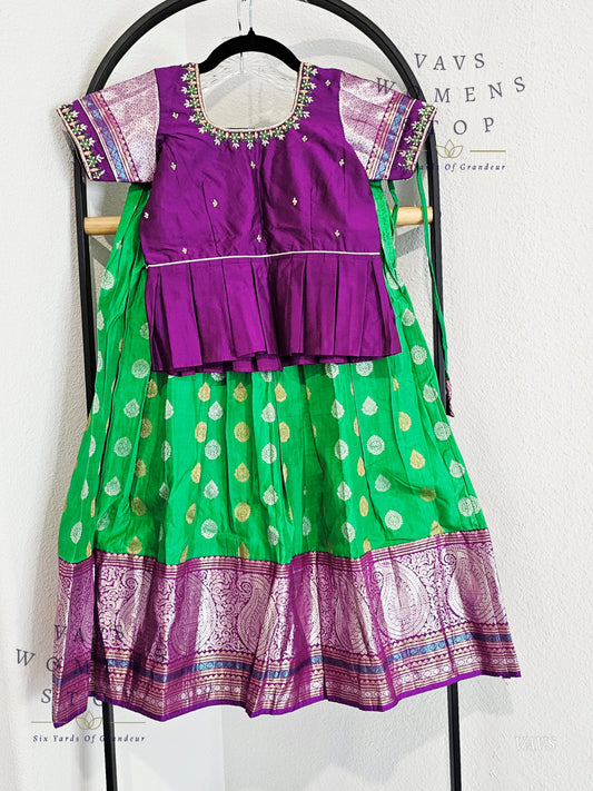 Pure Kanchi Silk Lehenga/ Pattu Pavada Set