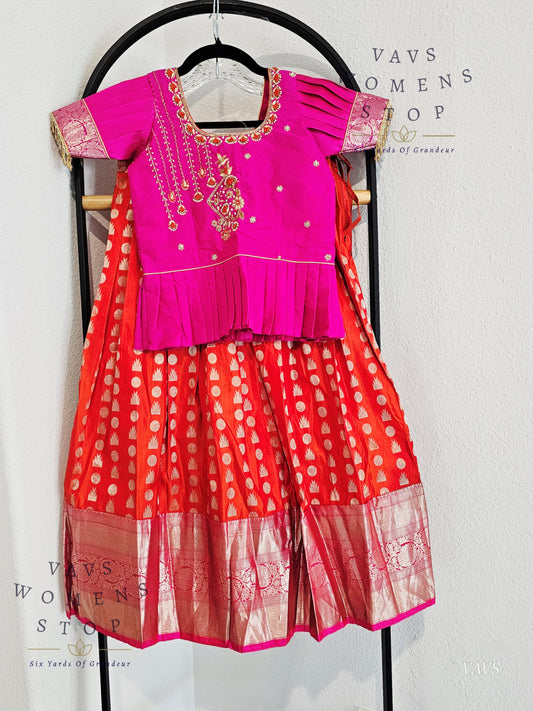 Pure Kanchi Silk Lehenga/ Pattu Pavada Set