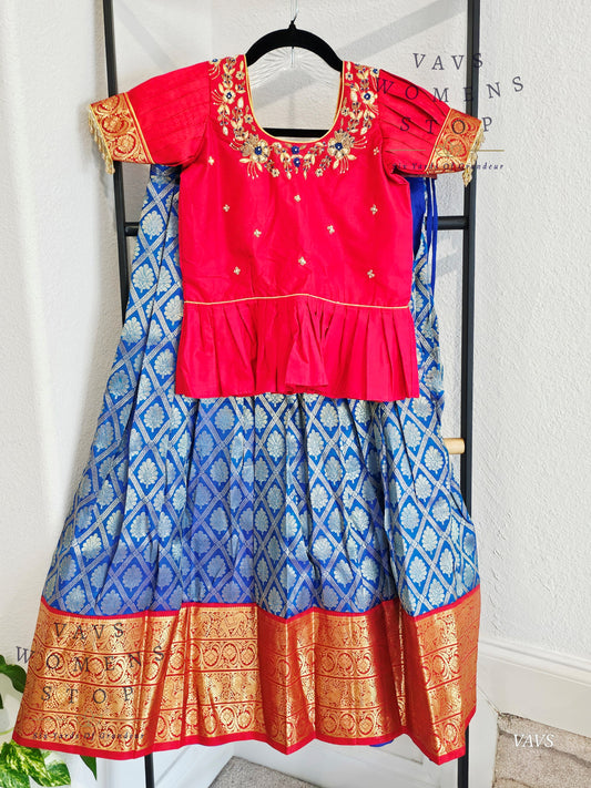 Pure Kanchi Silk Lehenga/ Pattu Pavada Set