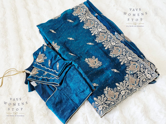 Space Silk Sheen Saree – Elegant Cocktail & Party Wear with Designer Blouse | Lightweight & Stylish Drape