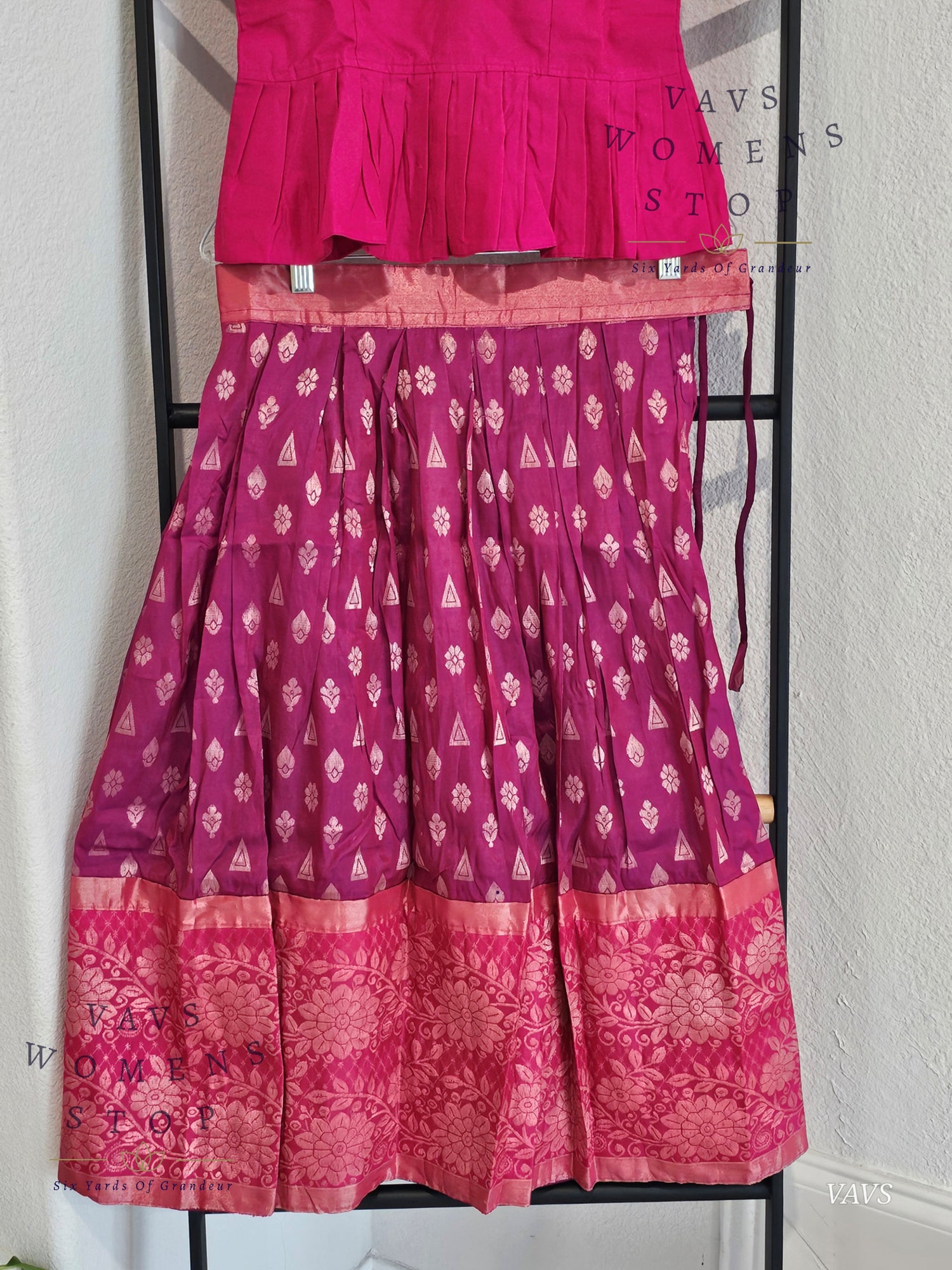 Semi Kanchi Pattu Silk Lehenga Set for Girls – Traditional Pavadai for Ages 6 to 7 | Ready to Ship from USA