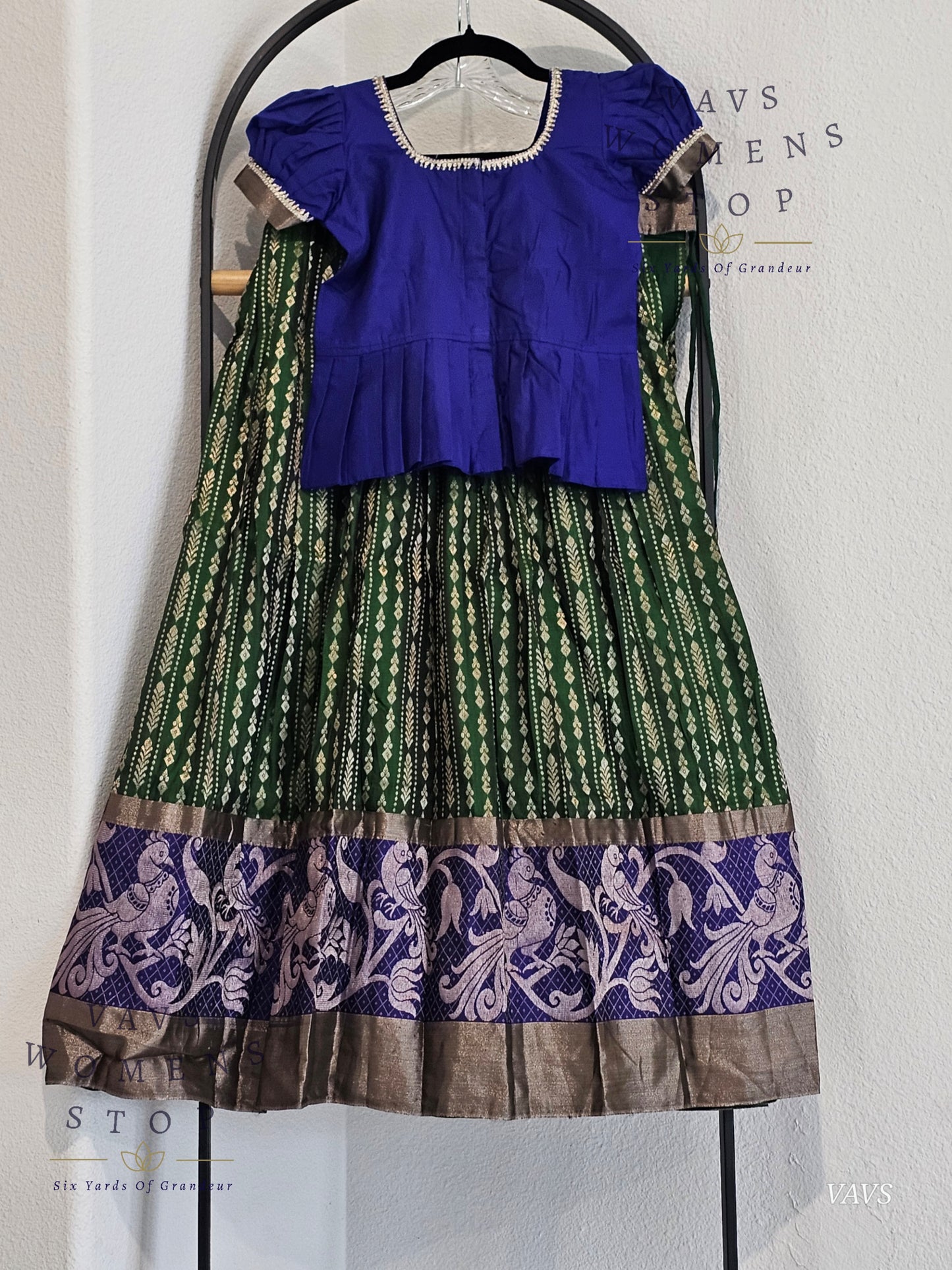 Semi Kanchi Pattu Silk Lehenga Set for Girls – Traditional Pavadai for Ages 10 to 11 | Ready to Ship from USA