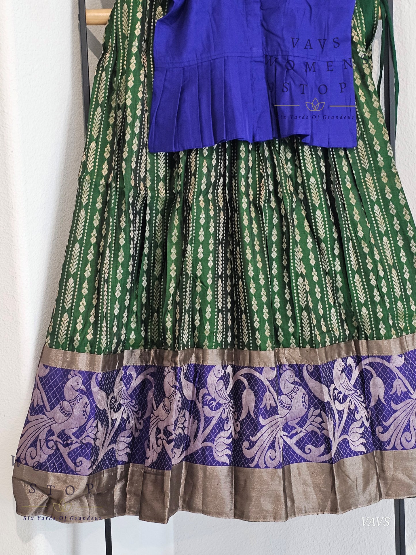 Semi Kanchi Pattu Silk Lehenga Set for Girls – Traditional Pavadai for Ages 10 to 11 | Ready to Ship from USA