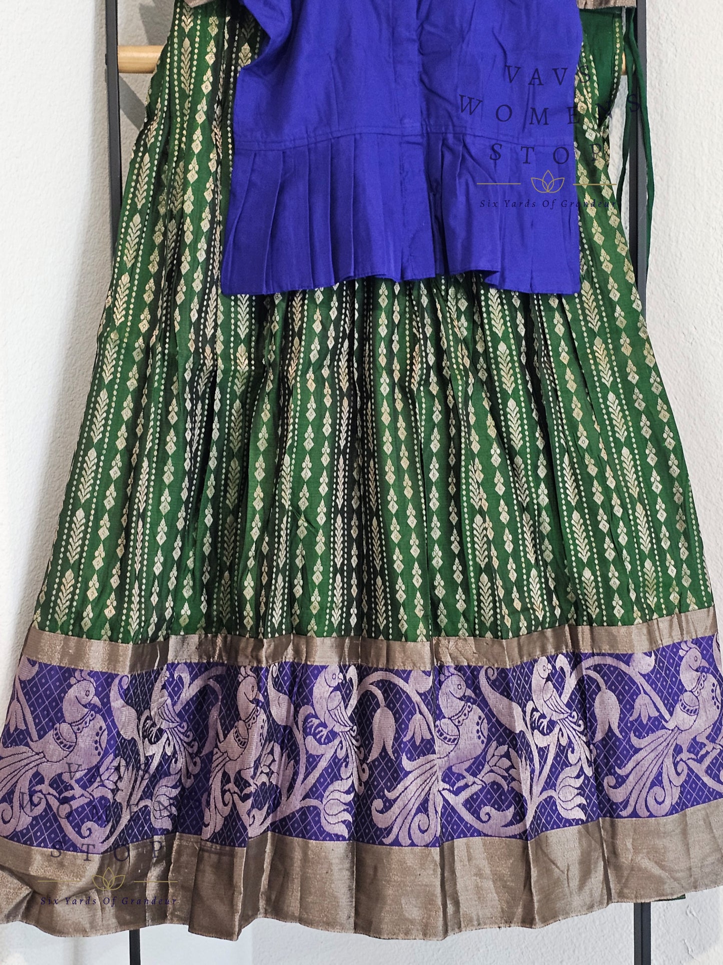 Semi Kanchi Pattu Silk Lehenga Set for Girls – Traditional Pavadai for Ages 10 to 11 | Ready to Ship from USA
