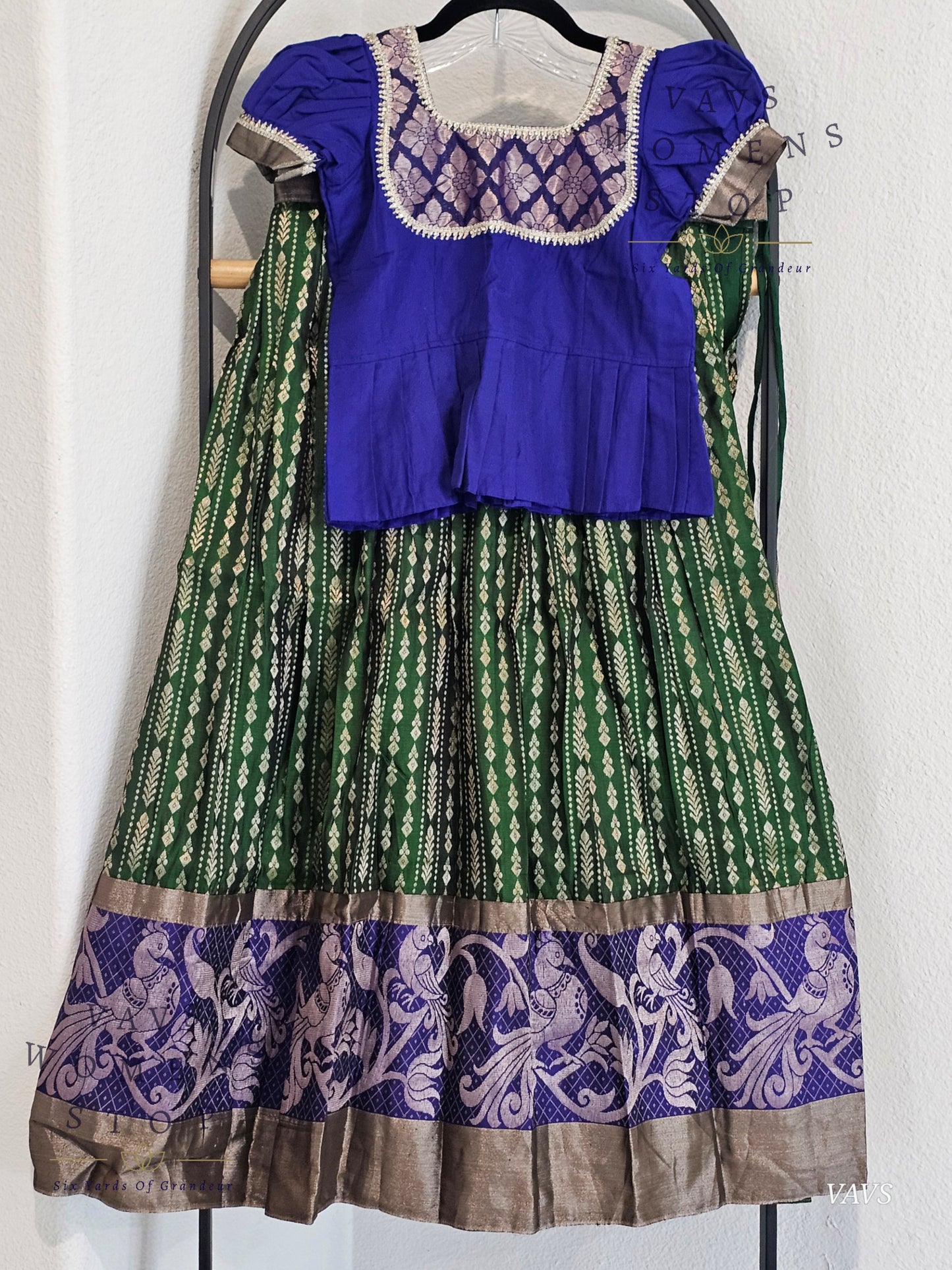 Semi Kanchi Pattu Silk Lehenga Set for Girls – Traditional Pavadai for Ages 10 to 11 | Ready to Ship from USA