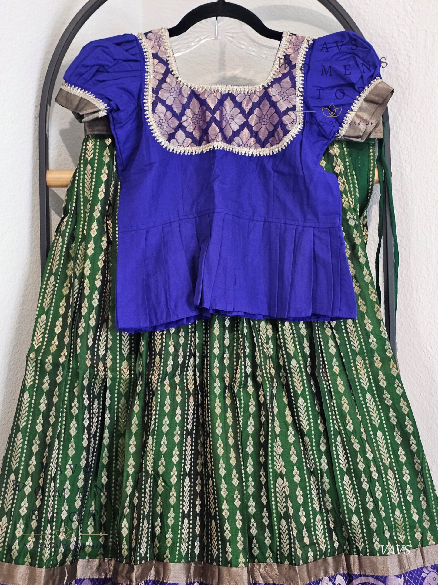 Semi Kanchi Pattu Silk Lehenga Set for Girls – Traditional Pavadai for Ages 10 to 11 | Ready to Ship from USA