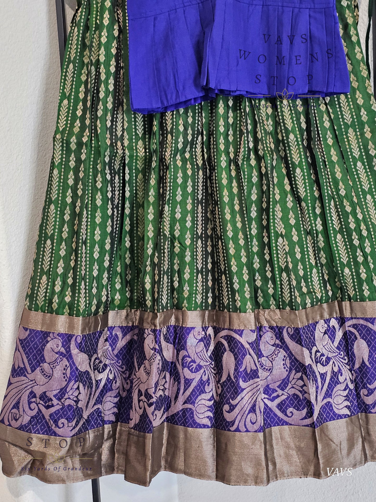 Semi Kanchi Pattu Silk Lehenga Set for Girls – Traditional Pavadai for Ages 10 to 11 | Ready to Ship from USA