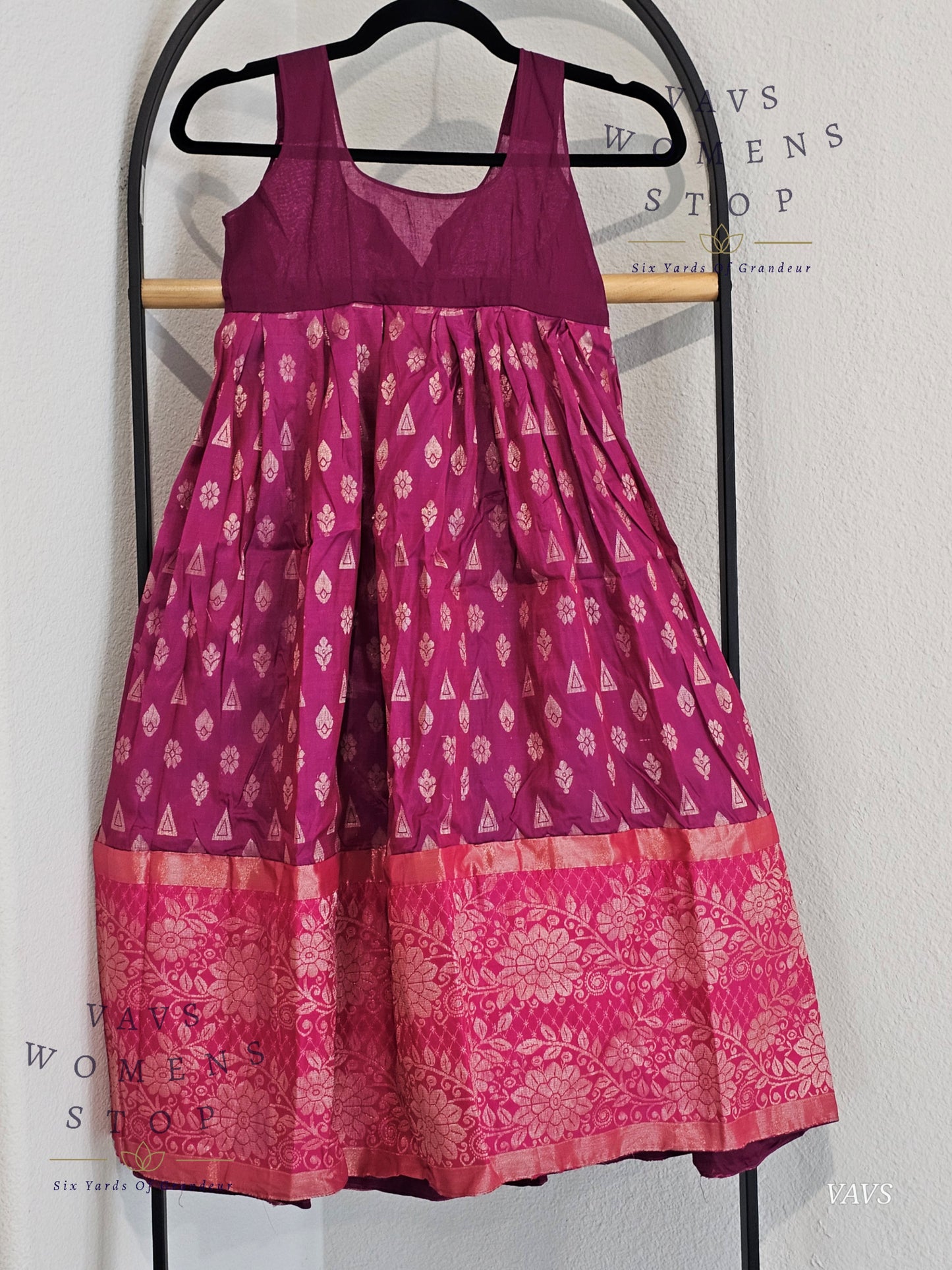 Semi  Kanchi Pattu Silk Lehenga Set for Girls – Traditional Pavadai for Ages 5 to 6 | Ready to Ship from USA (Copy)