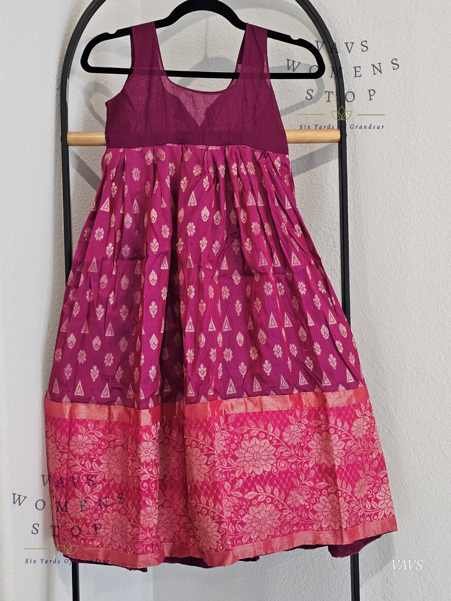 Semi  Kanchi Pattu Silk Lehenga Set for Girls – Traditional Pavadai for Ages 5 to 6 | Ready to Ship from USA (Copy)