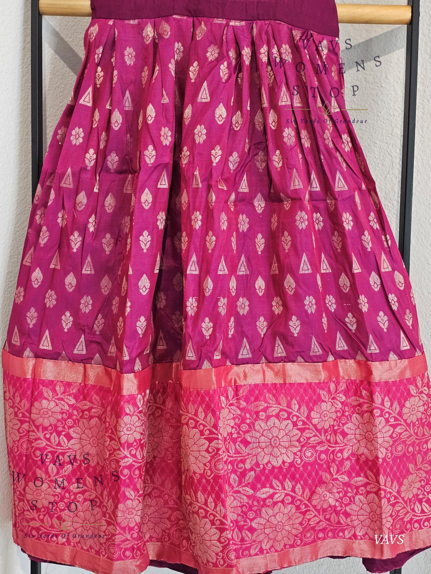 Semi  Kanchi Pattu Silk Lehenga Set for Girls – Traditional Pavadai for Ages 5 to 6 | Ready to Ship from USA 
