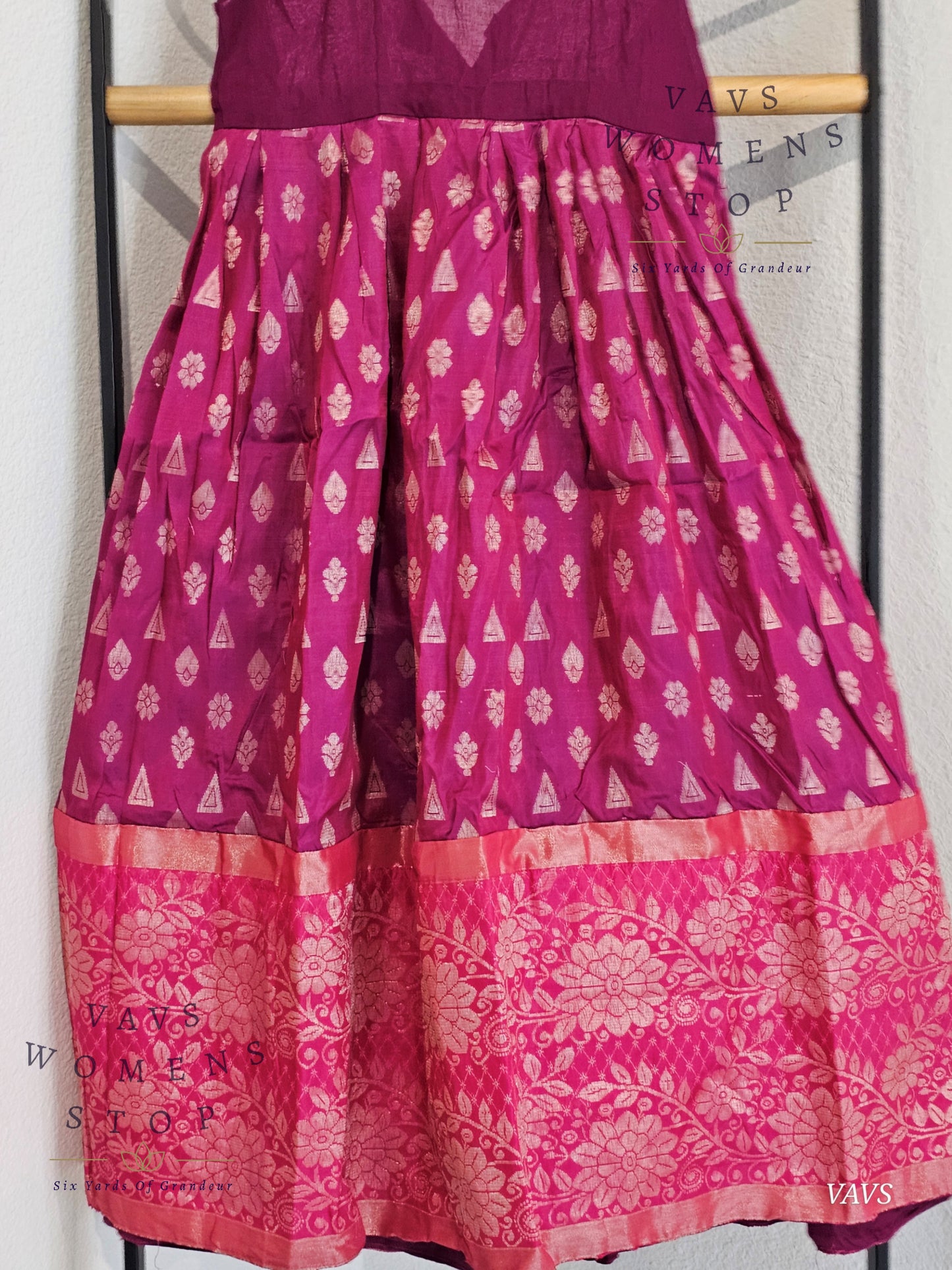 Semi  Kanchi Pattu Silk Lehenga Set for Girls – Traditional Pavadai for Ages 5 to 6 | Ready to Ship from USA
