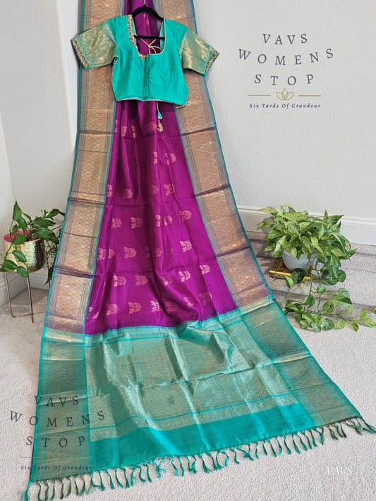 Authentic Pure Silk by Silk Handloom Saree – Maggam Blouse, Wedding & Festive Wear – Ready to Ship from Prosper, Texas USA