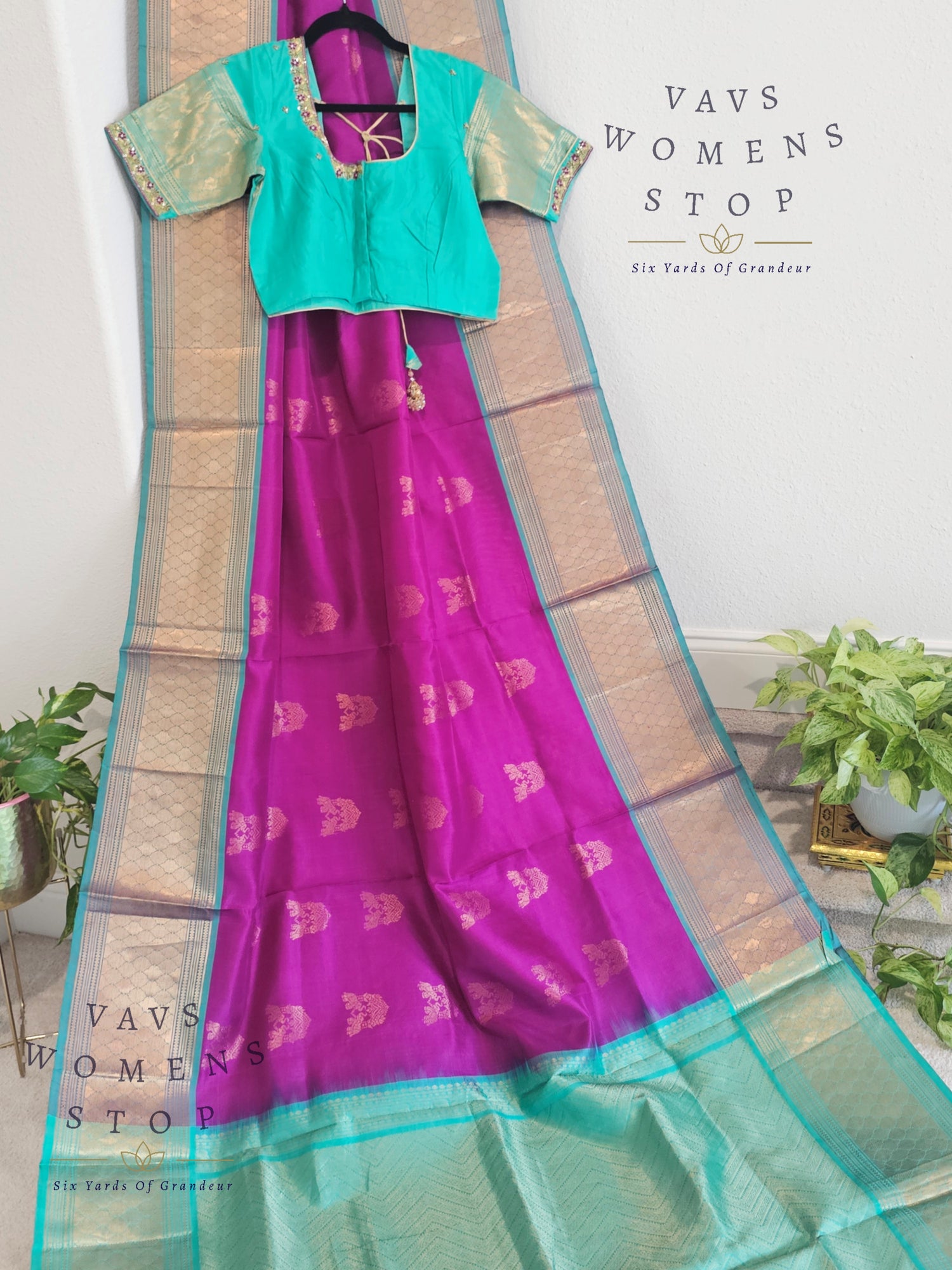 Authentic Pure Silk by Silk Handloom Saree – Maggam Blouse, Wedding & Festive Wear – Ready to Ship from Prosper, Texas USA