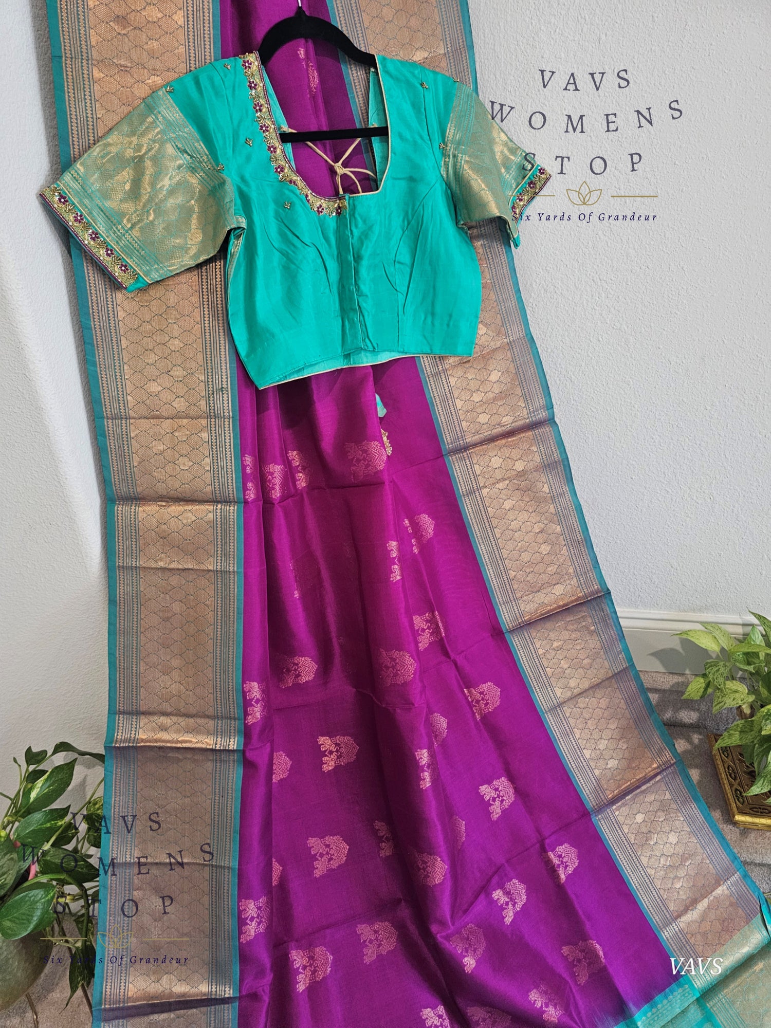 Authentic Pure Silk by Silk Handloom Saree – Maggam Blouse, Wedding & Festive Wear – Ready to Ship from Prosper, Texas USA