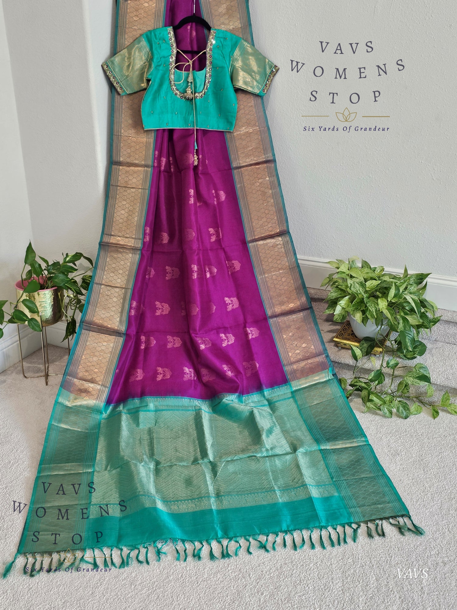 Authentic Pure Silk by Silk Handloom Saree – Maggam Blouse, Wedding & Festive Wear – Ready to Ship from Prosper, Texas USA