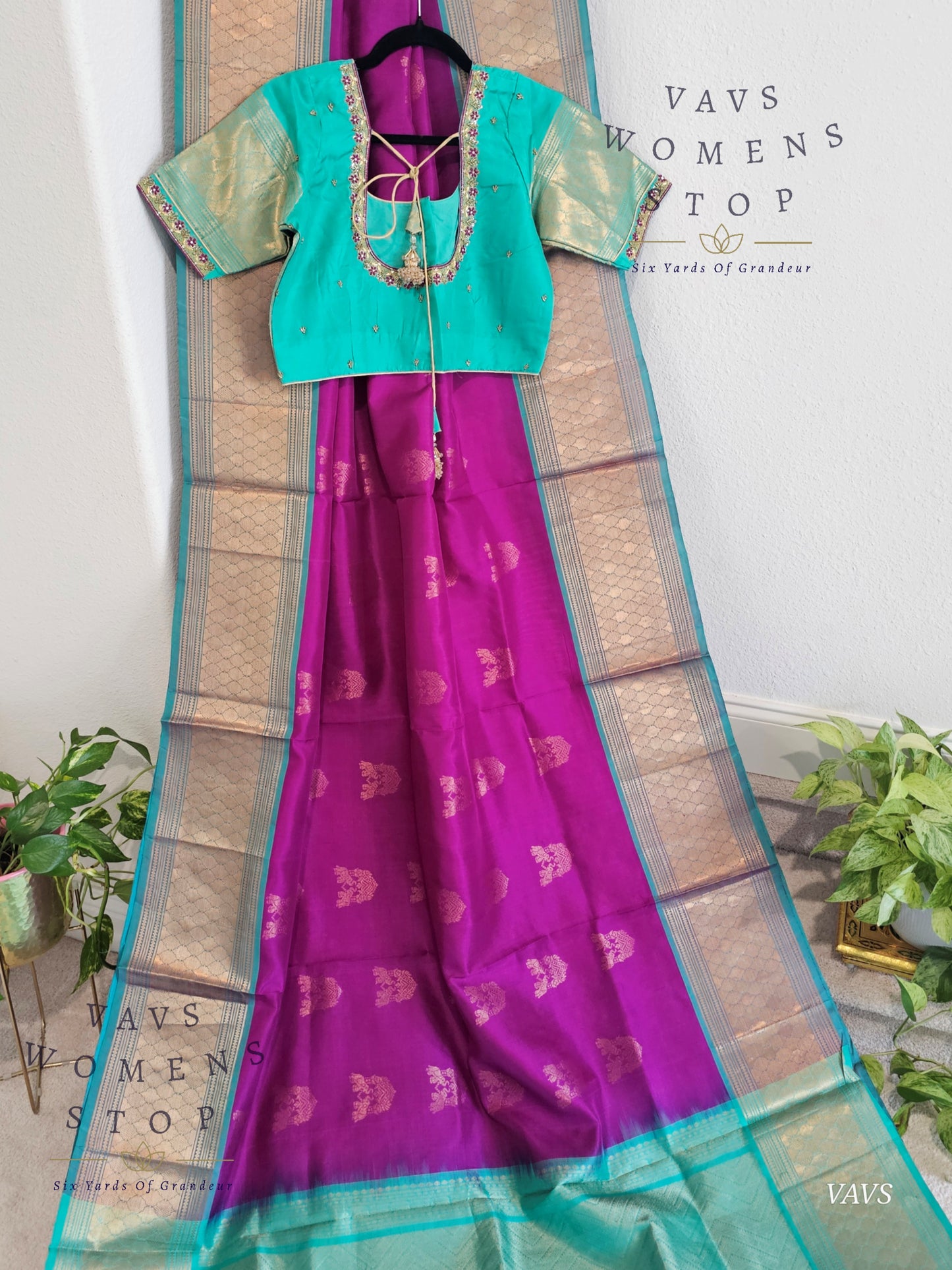 Authentic Pure Silk by Silk Handloom Saree – Maggam Blouse, Wedding & Festive Wear – Ready to Ship from Prosper, Texas USA