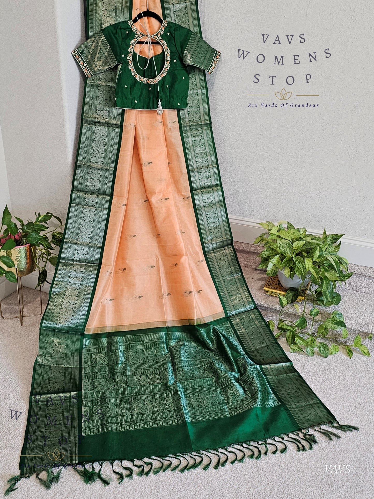 Authentic Pure Silk by Silk Handloom Saree – Maggam Blouse, Wedding & Festive Wear – Ready to Ship from Prosper, Texas USA