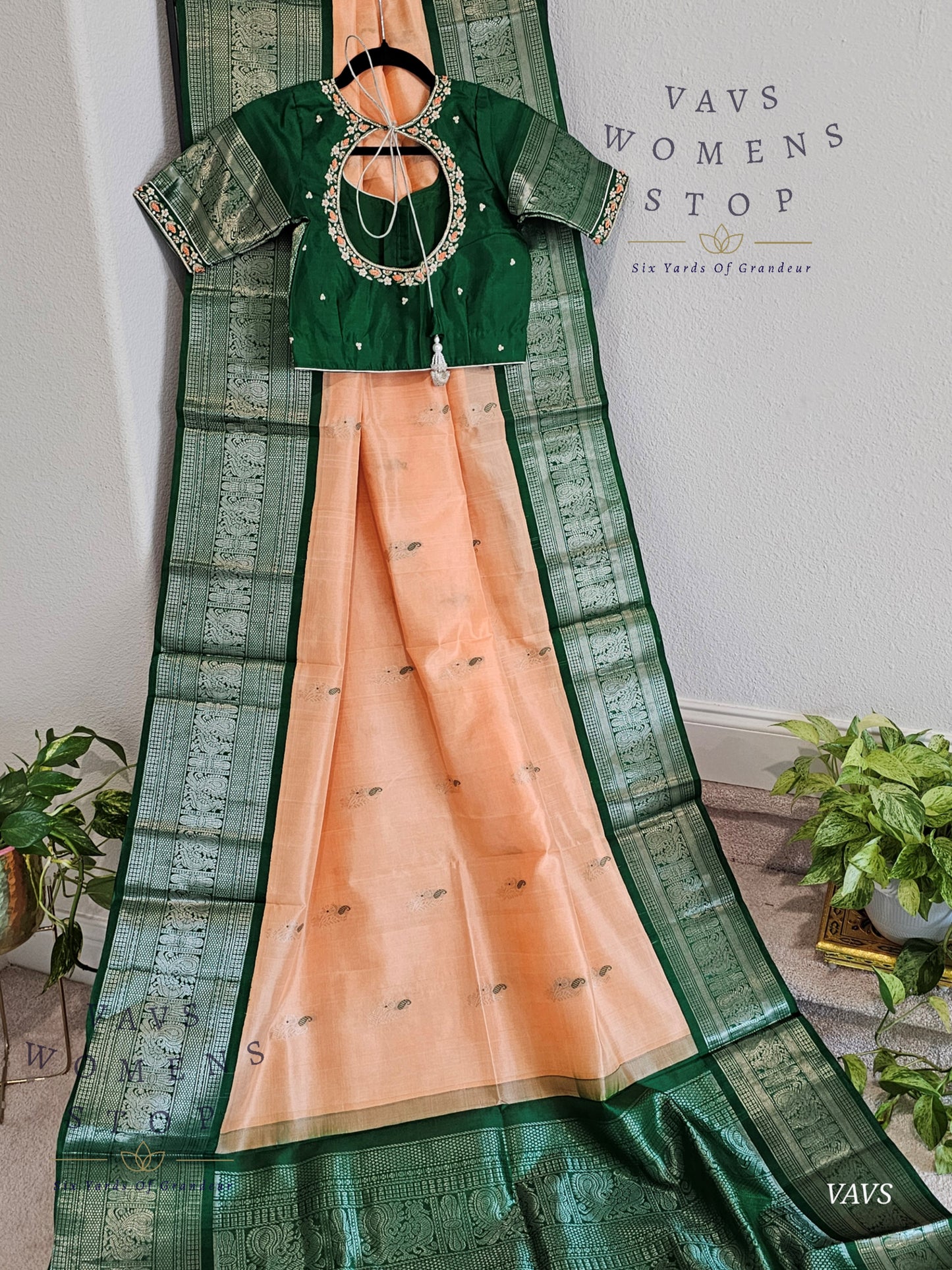 Authentic Pure Silk by Silk Handloom Saree – Maggam Blouse, Wedding & Festive Wear – Ready to Ship from Prosper, Texas USA