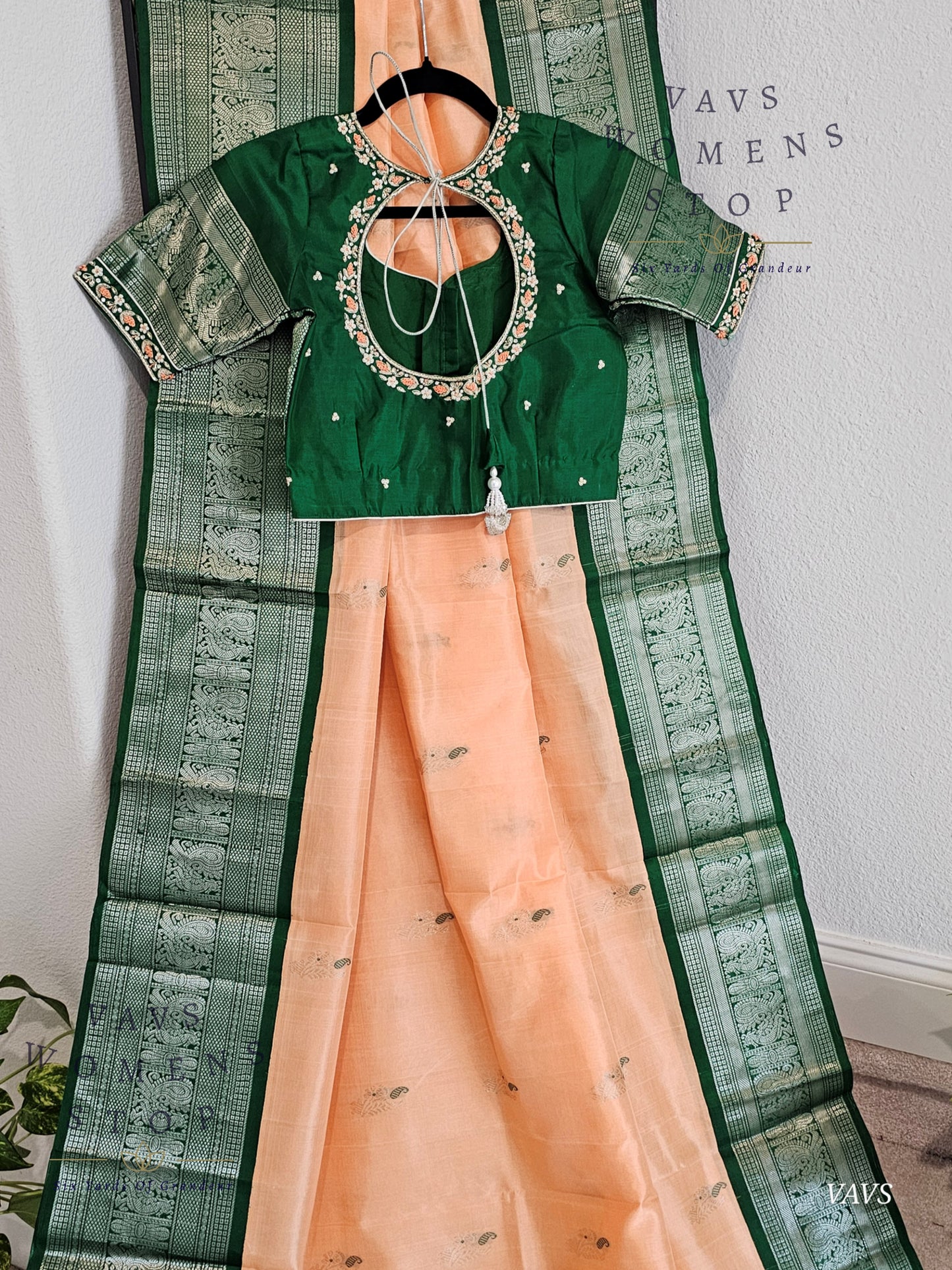 Authentic Pure Silk by Silk Handloom Saree – Maggam Blouse, Wedding & Festive Wear – Ready to Ship from Prosper, Texas USA