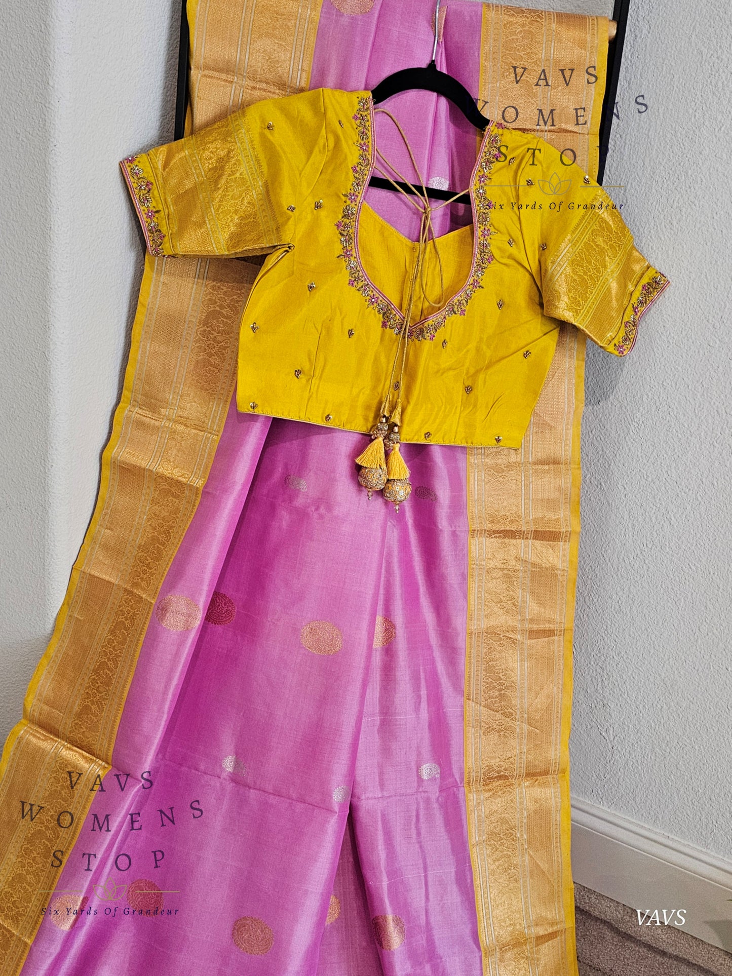 Authentic Pure Silk by Silk Handloom Saree – Maggam Blouse, Wedding & Festive Wear – Ready to Ship from Prosper, Texas USA