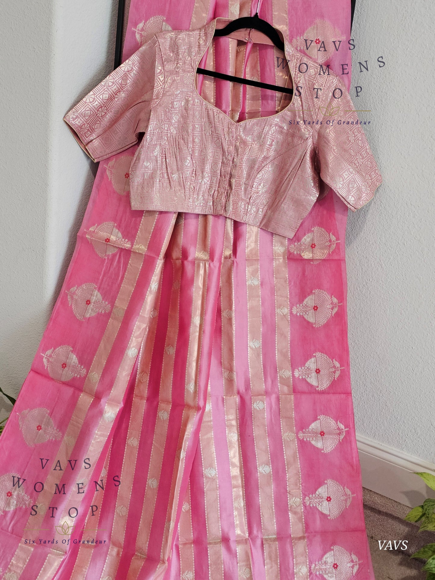 Pink Shade Pure Raw Mango Benarasi Silk Saree with Blouse – Elegant Wedding & Festive Wear – Ready to Ship