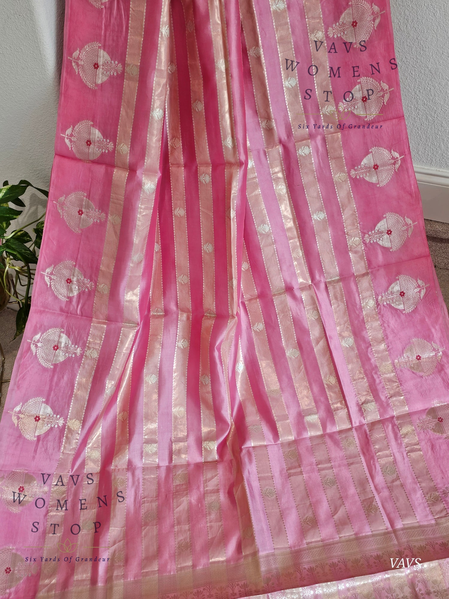 Pink Shade Pure Raw Mango Benarasi Silk Saree with Blouse – Elegant Wedding & Festive Wear – Ready to Ship