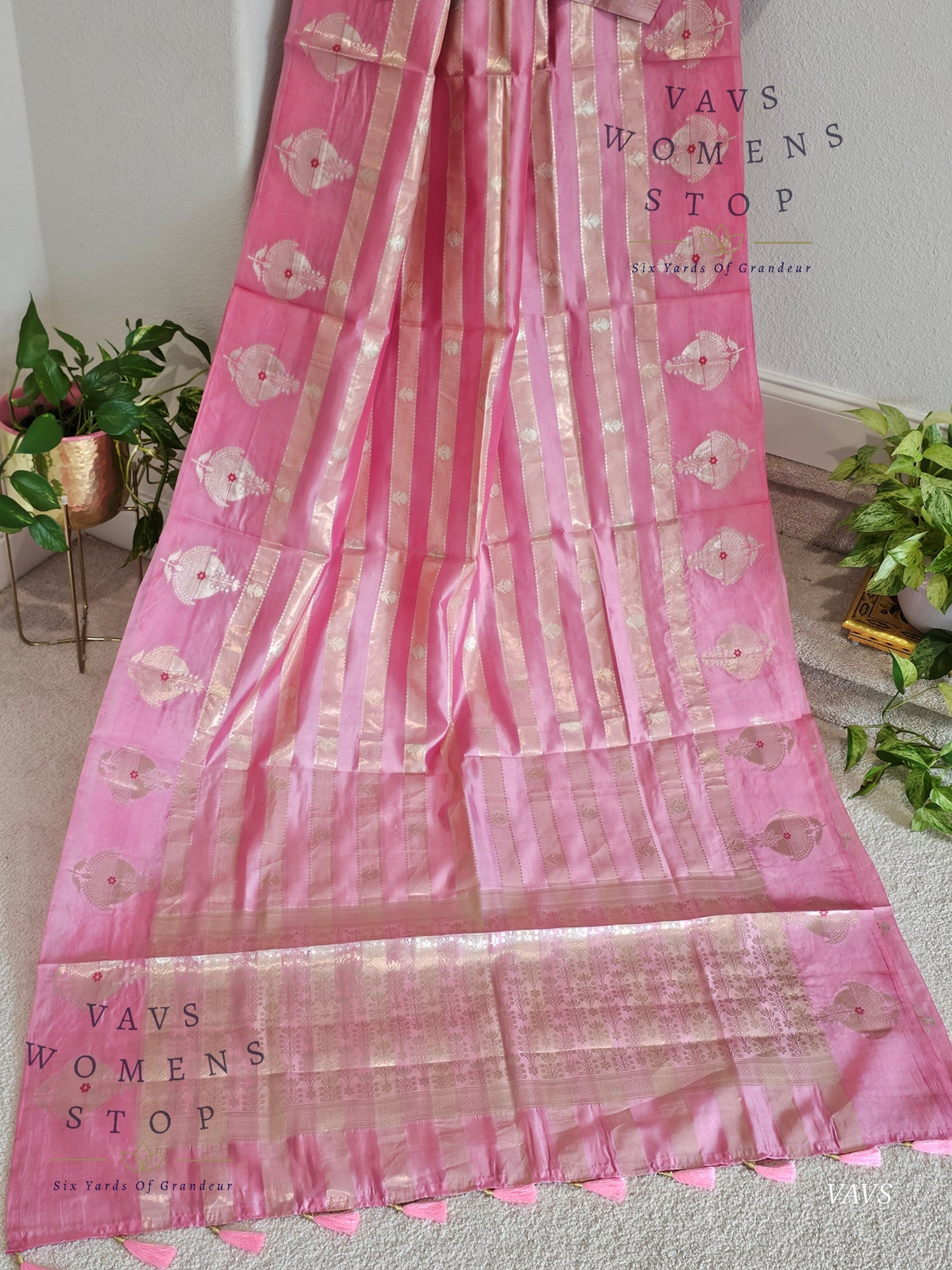 Pink Shade Pure Raw Mango Benarasi Silk Saree with Blouse – Elegant Wedding & Festive Wear – Ready to Ship