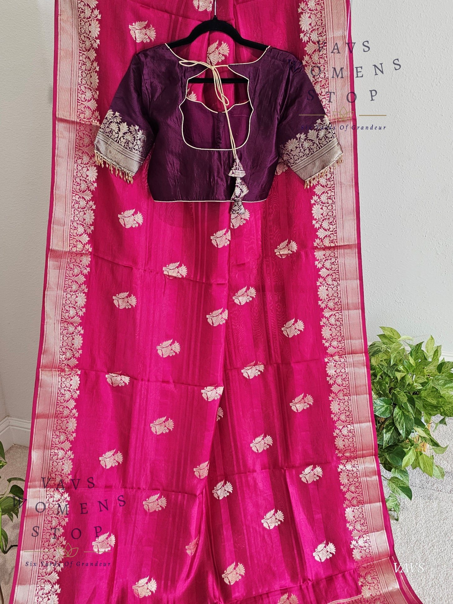 Pink Shade Pure Raw Mango Benarasi Silk Saree with Blouse – Elegant Wedding & Festive Wear – Ready to Ship