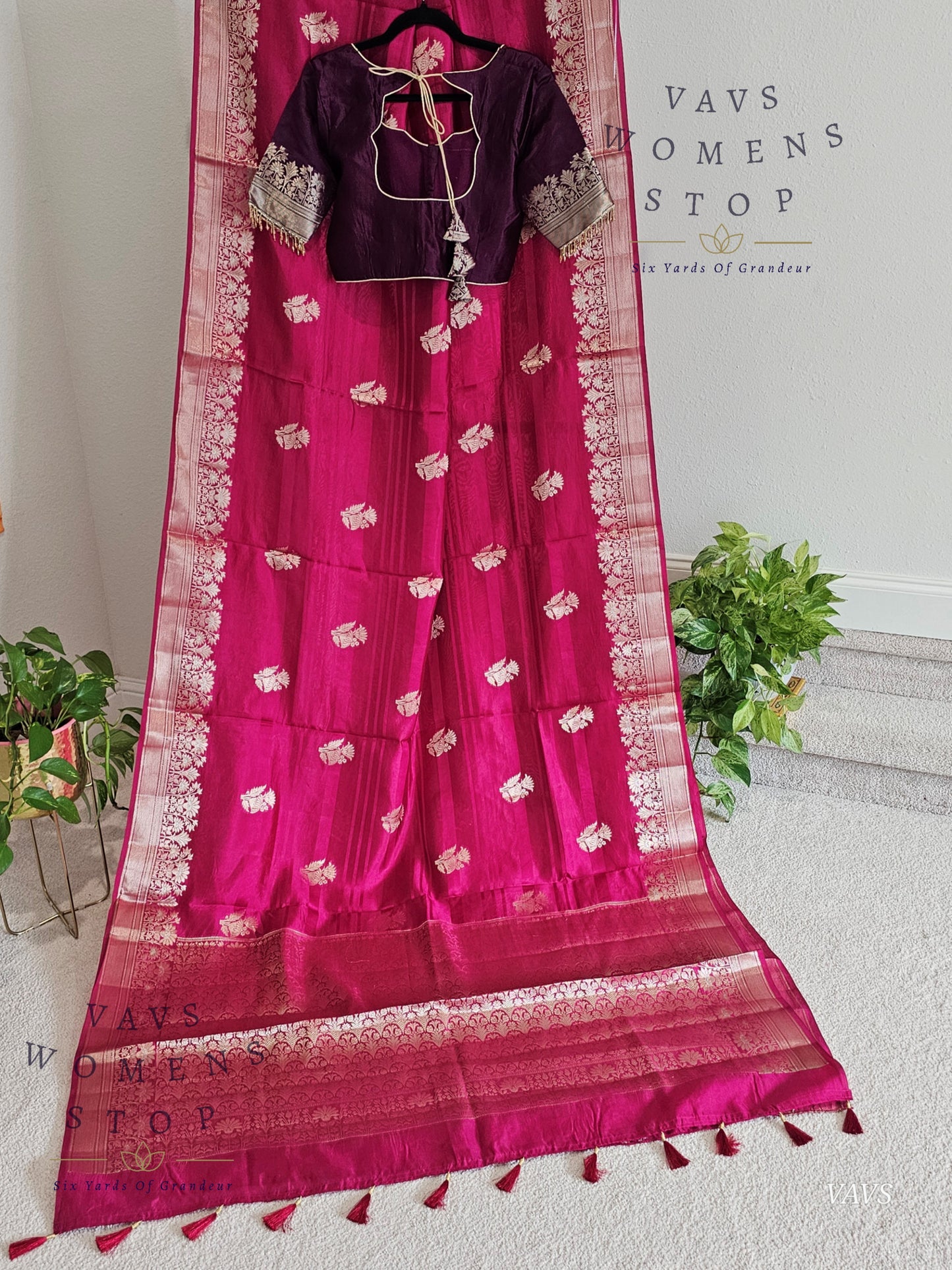 Pink Shade Pure Raw Mango Benarasi Silk Saree with Blouse – Elegant Wedding & Festive Wear – Ready to Ship