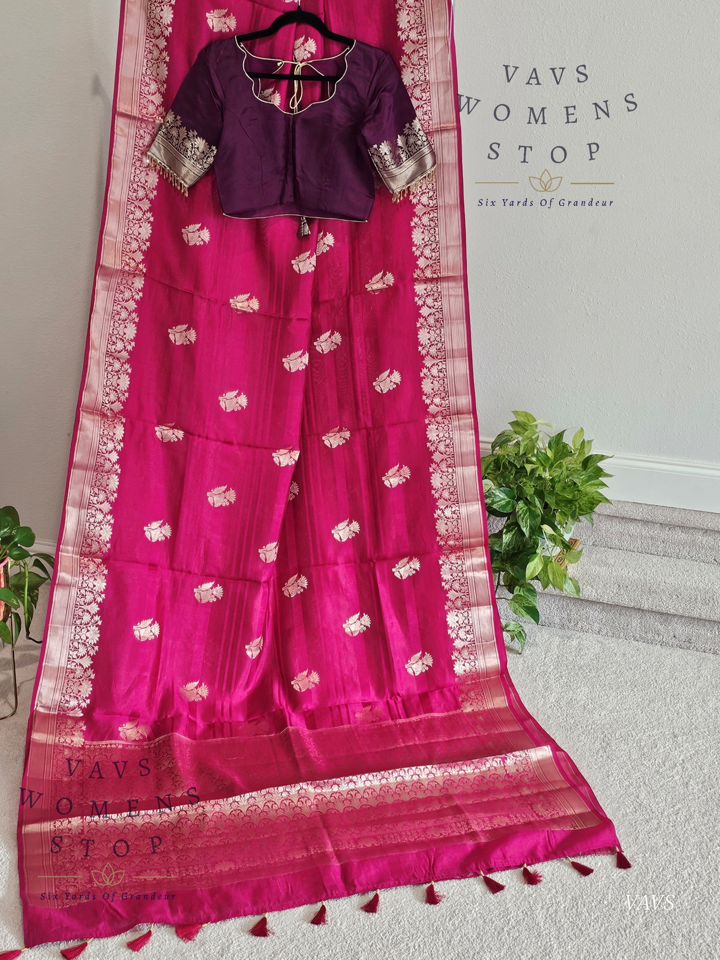 Pink Shade Pure Mango Benarasi Silk Saree with Blouse – Elegant Wedding & Festive Wear – Ready to Ship
