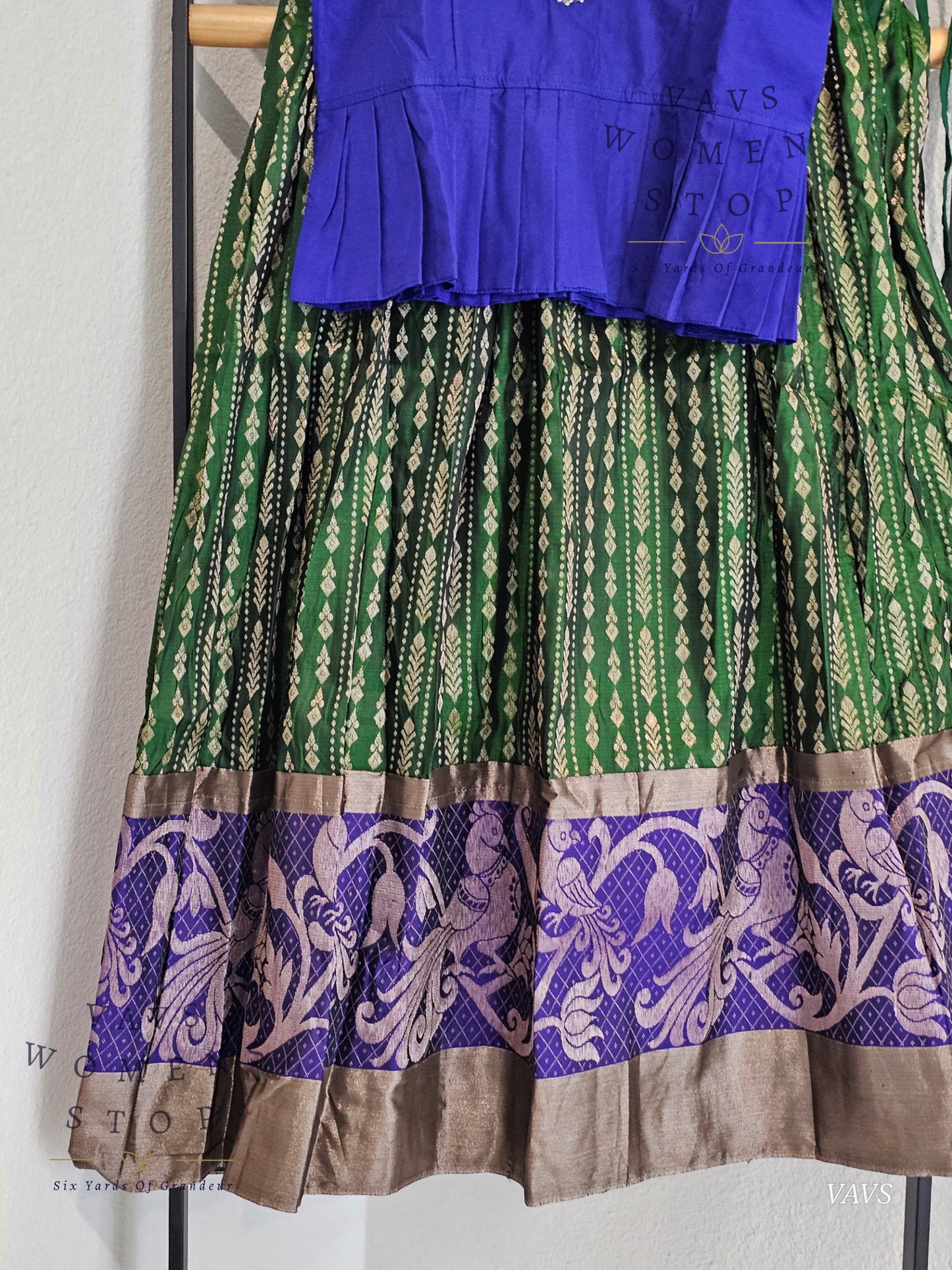 Shop beautiful Semi Kanchi Pattu Silk Lehenga Set for Girls, perfect traditional Pavadai for ages 7–8. Ideal for festivals, weddings, and special occasions. Ready to ship from the USA.