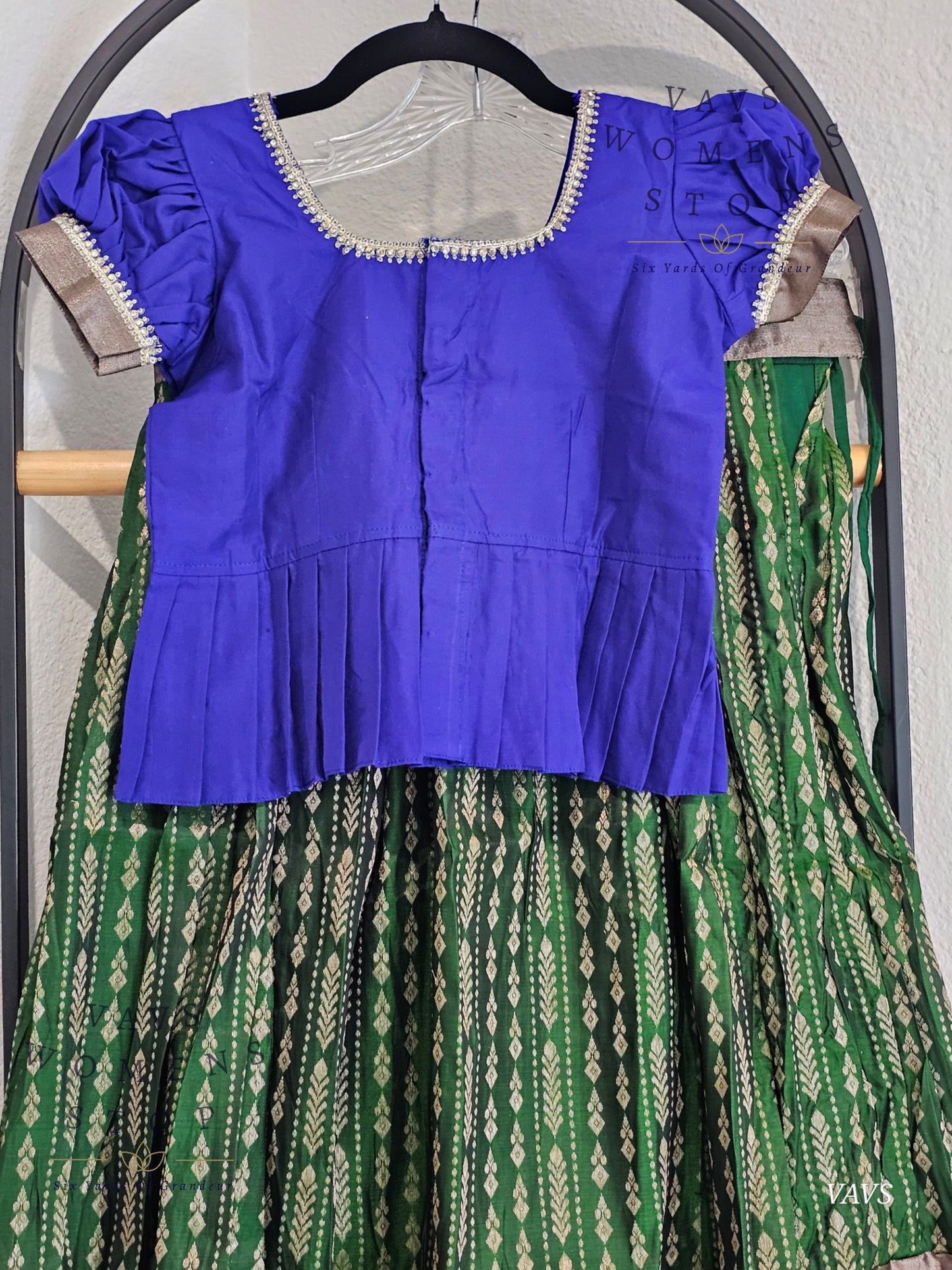 Shop beautiful Semi Kanchi Pattu Silk Lehenga Set for Girls, perfect traditional Pavadai for ages 7–8. Ideal for festivals, weddings, and special occasions. Ready to ship from the USA.