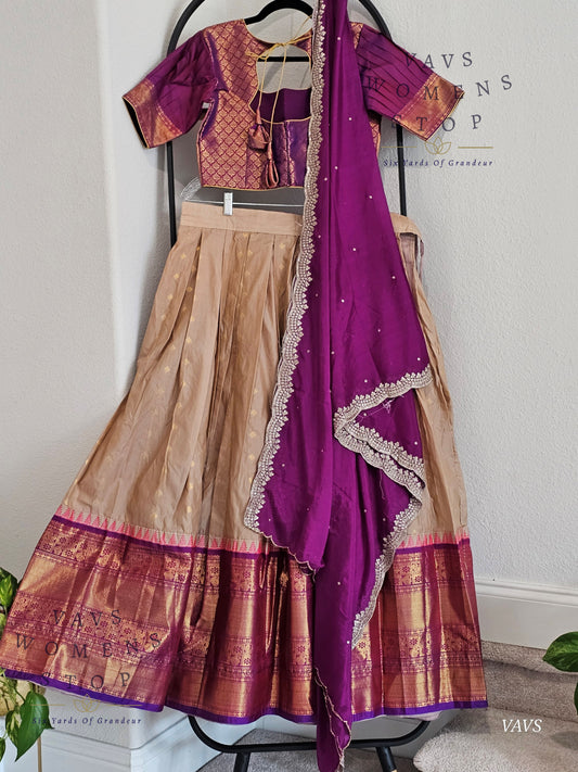 Semi Gadwal Silk Half Saree Set