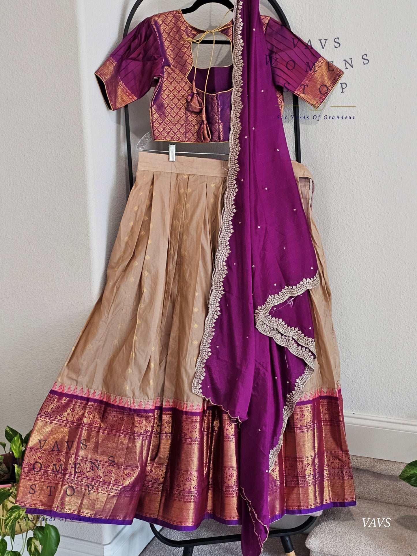 Semi Gadwal Silk Half Saree Set