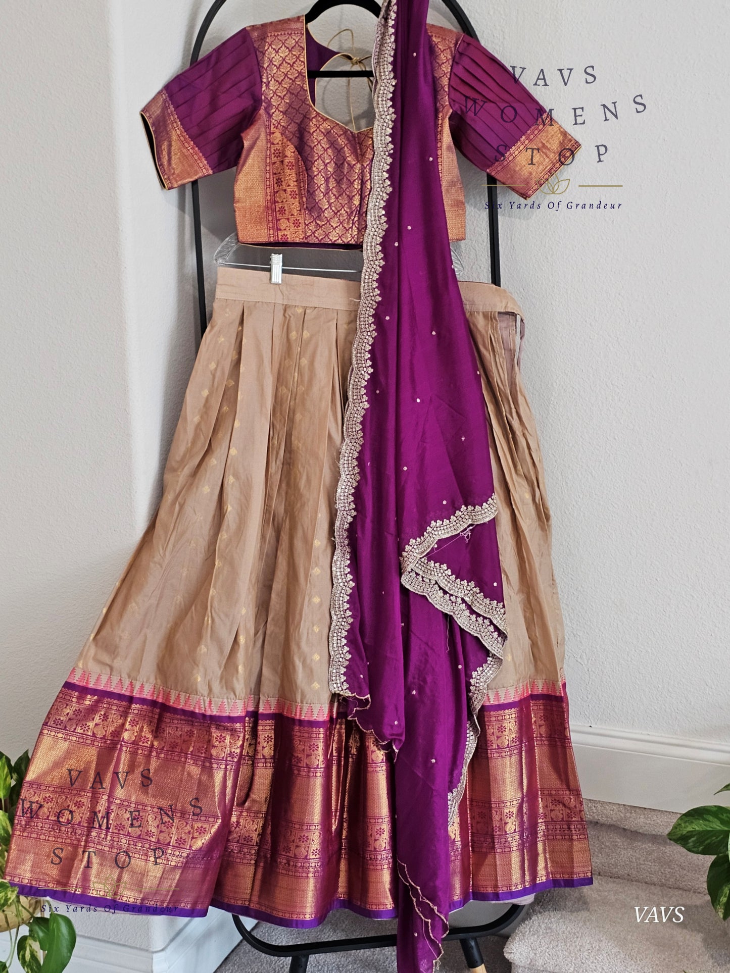 Semi Gadwal Silk Half Saree Set