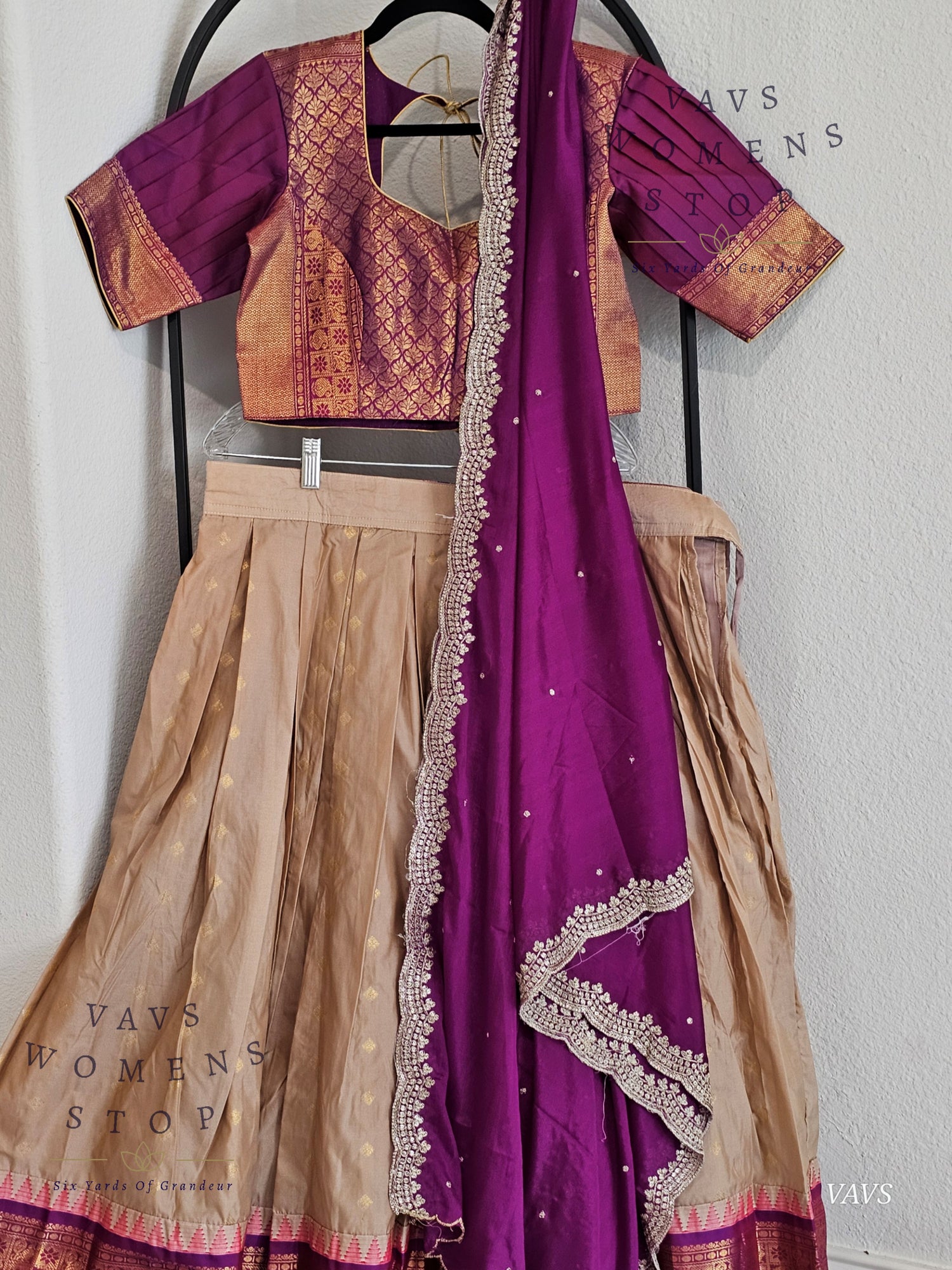 Semi Gadwal Silk Half Saree Set