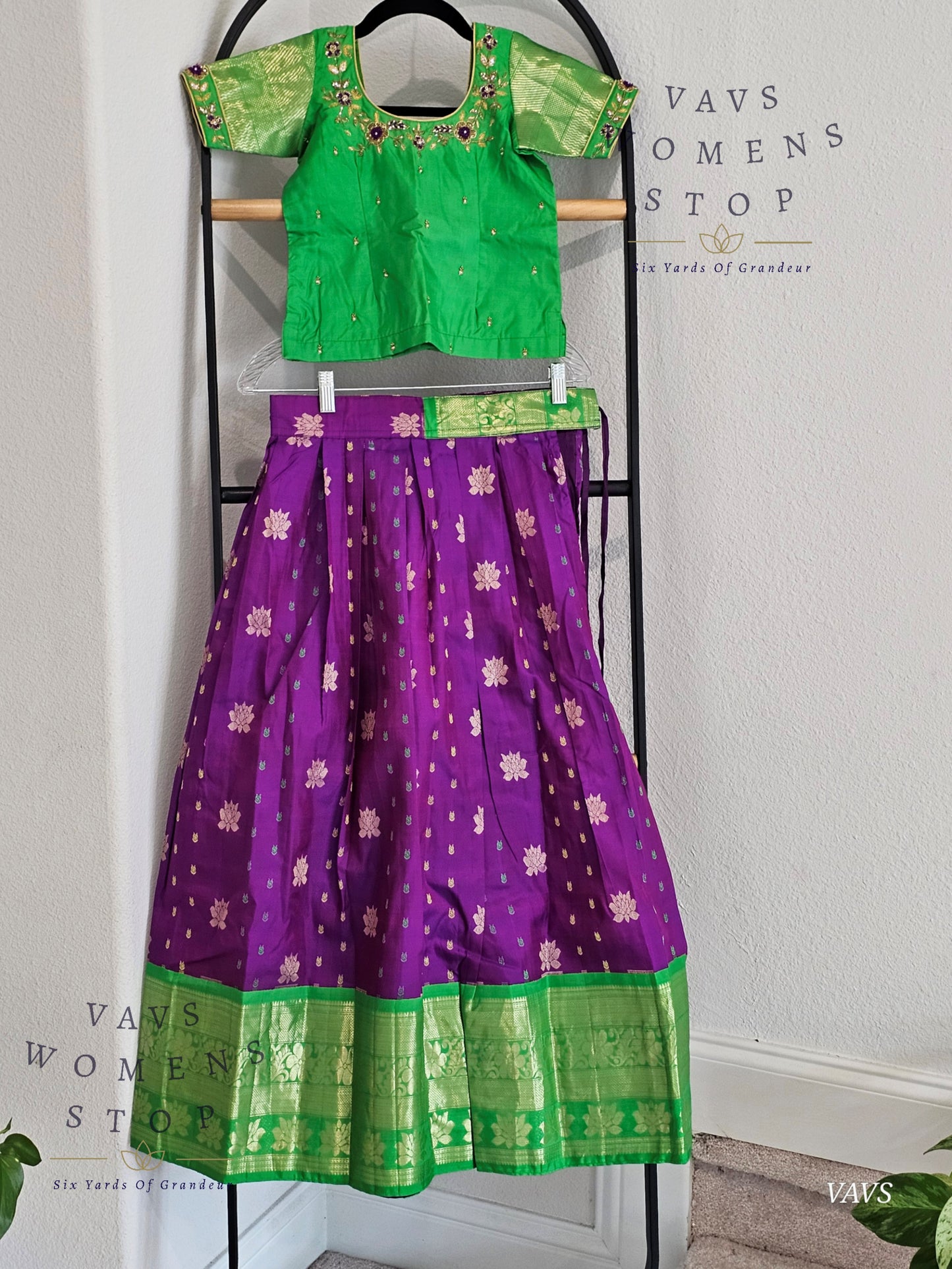 Pure Kanchi Silk Lehenga / Pattu Pavada Set – Suitable for Girls Aged 7–8 Years