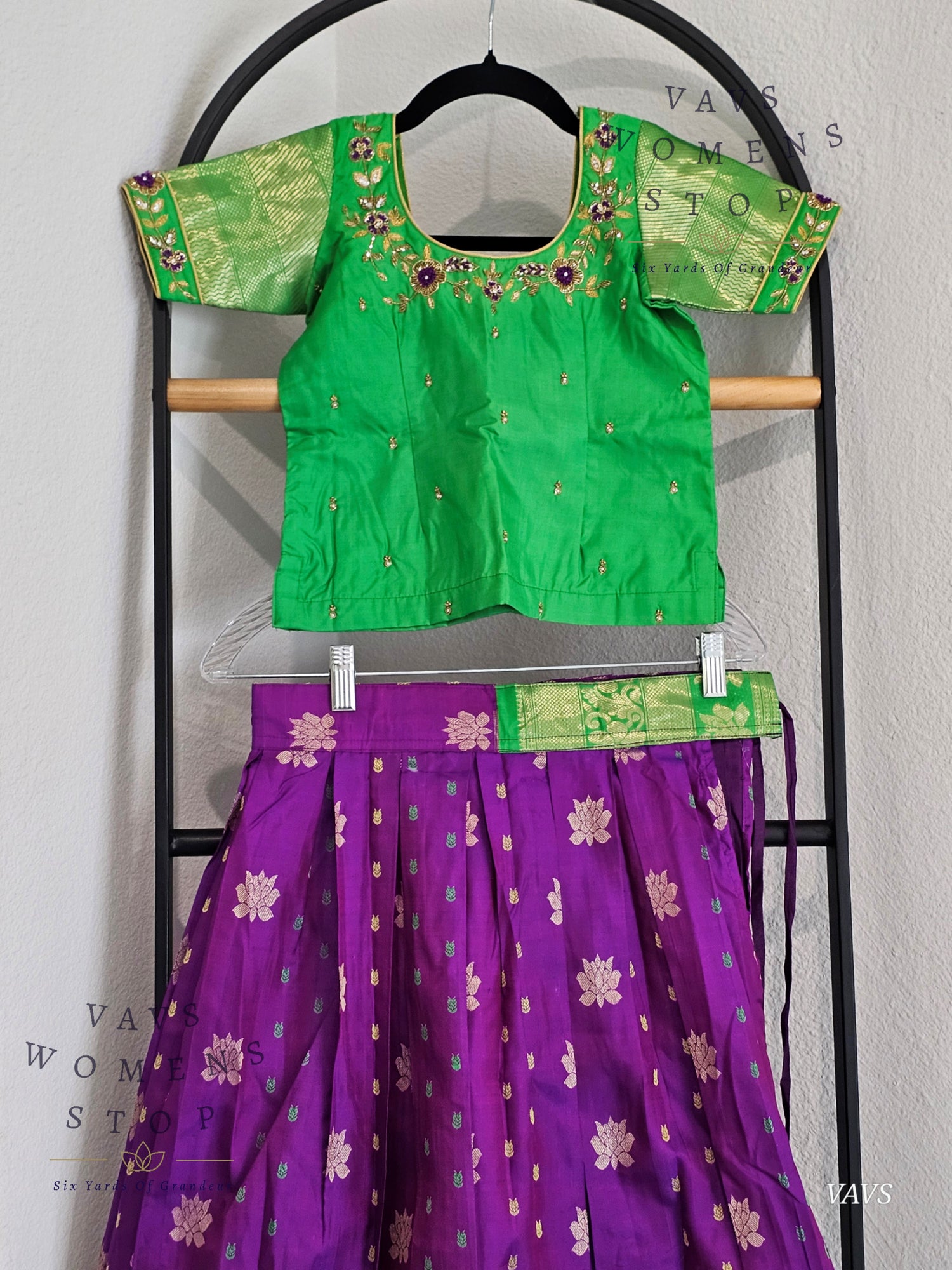 Pure Kanchi Silk Lehenga / Pattu Pavada Set – Suitable for Girls Aged 7–8 Years