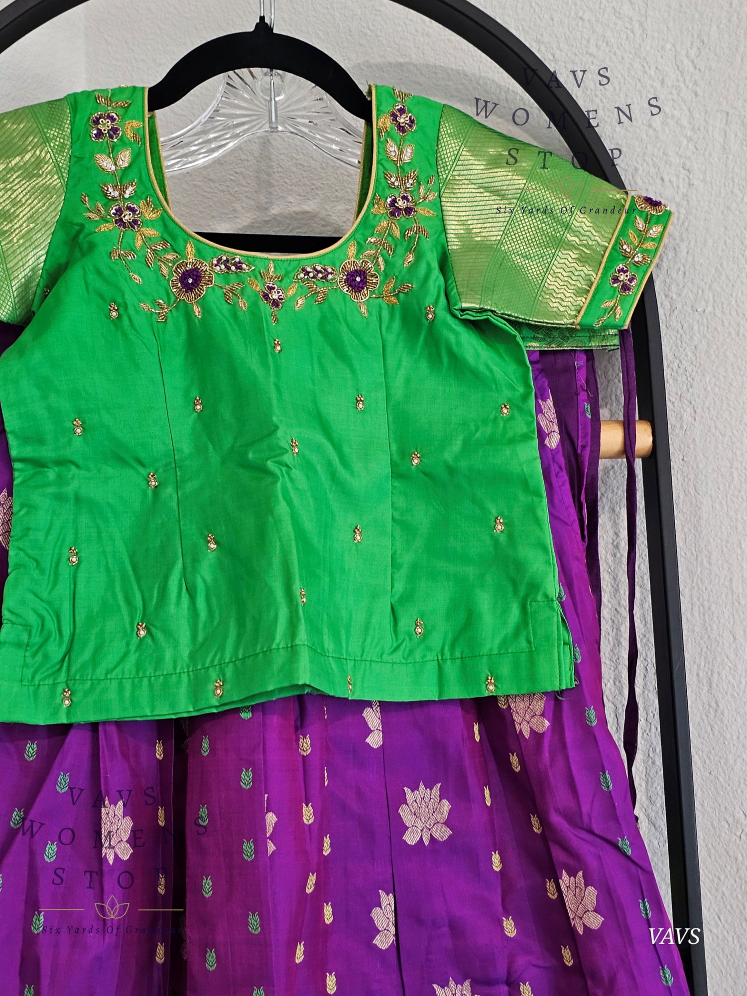 Pure Kanchi Silk Lehenga / Pattu Pavada Set – Suitable for Girls Aged 7–8 Years