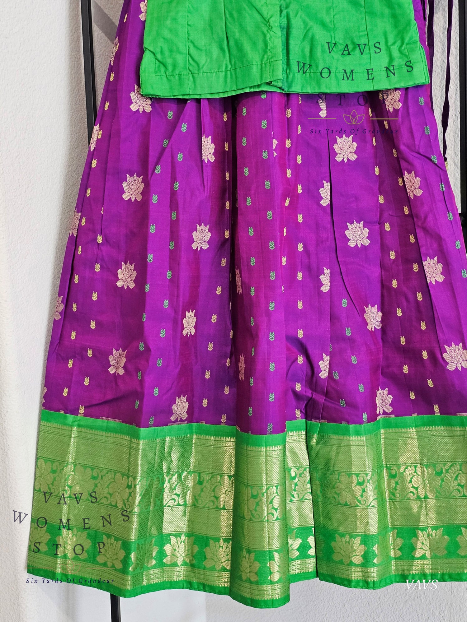 Pure Kanchi Silk Lehenga / Pattu Pavada Set – Suitable for Girls Aged 7–8 Years