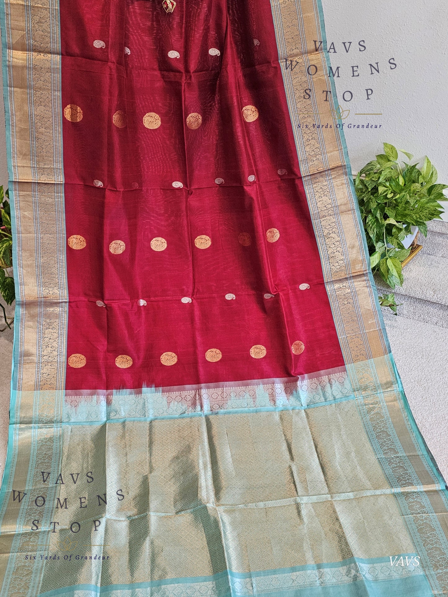 Authentic Pure Silk by Silk Handloom Saree –  Maggam Blouse, Wedding & Festive Wear – Ready to Ship - VAVS WOMENS STOP