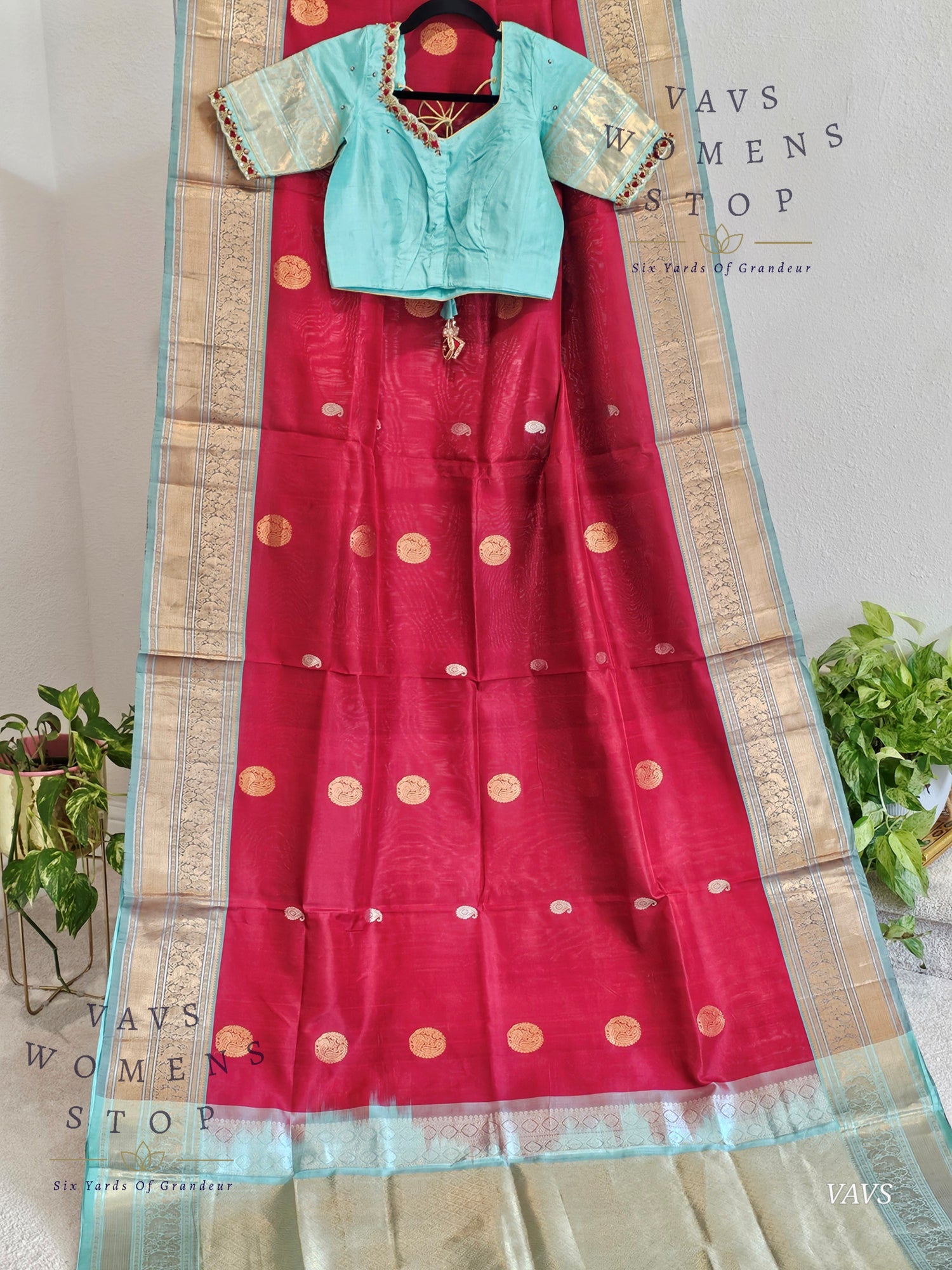 Authentic Pure Silk by Silk Handloom Saree –  Maggam Blouse, Wedding & Festive Wear – Ready to Ship - VAVS WOMENS STOP