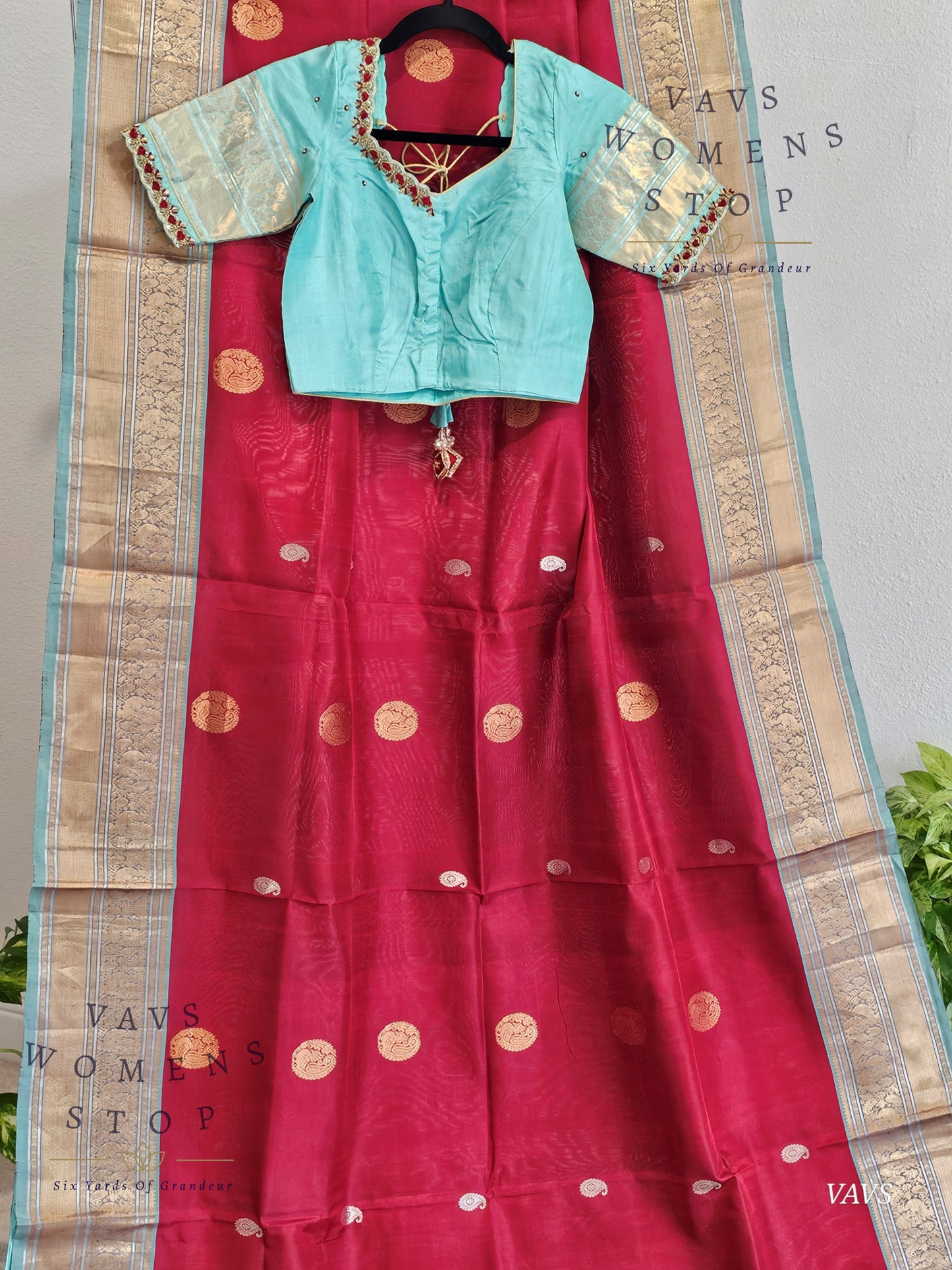 Authentic Pure Silk by Silk Handloom Saree –  Maggam Blouse, Wedding & Festive Wear – Ready to Ship