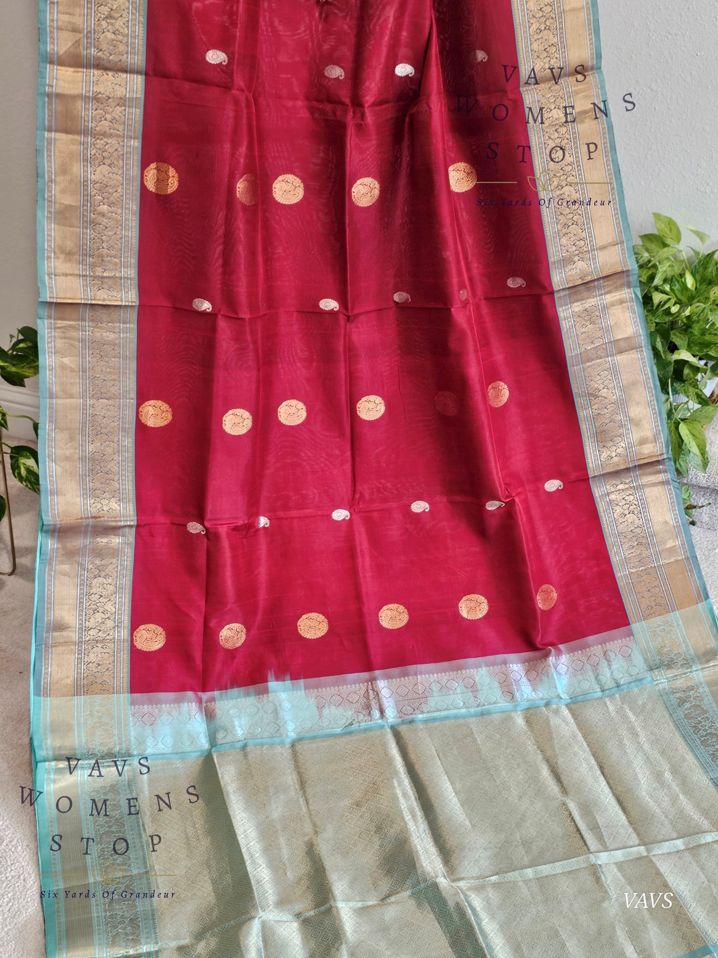 Authentic Pure Silk by Silk Handloom Saree –  Maggam Blouse, Wedding & Festive Wear – Ready to Ship