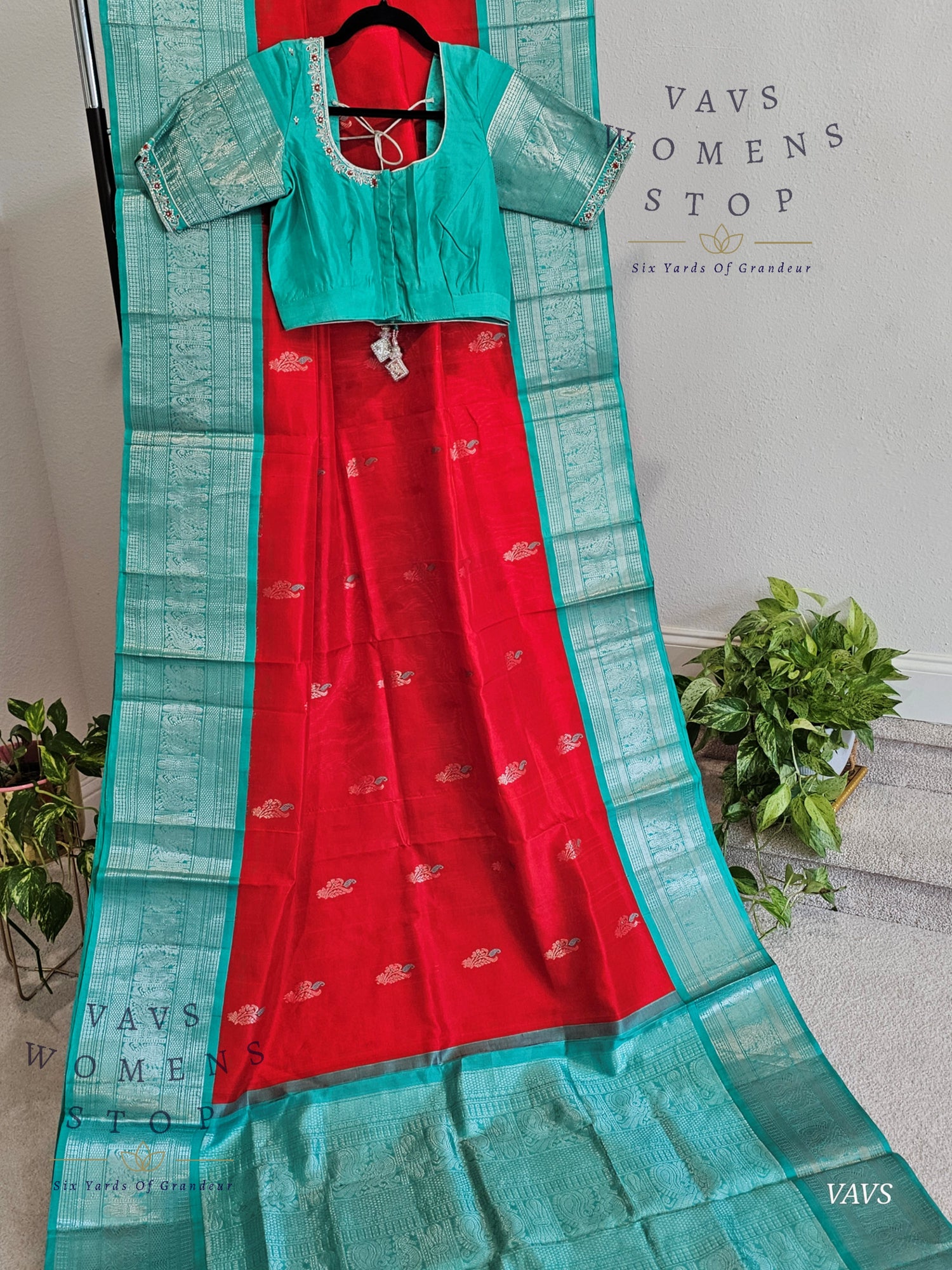 Authentic Pure Silk by Silk Handloom Saree – Maggam Blouse, Wedding & Festive Wear – Ready to Ship from Prosper, Texas USA