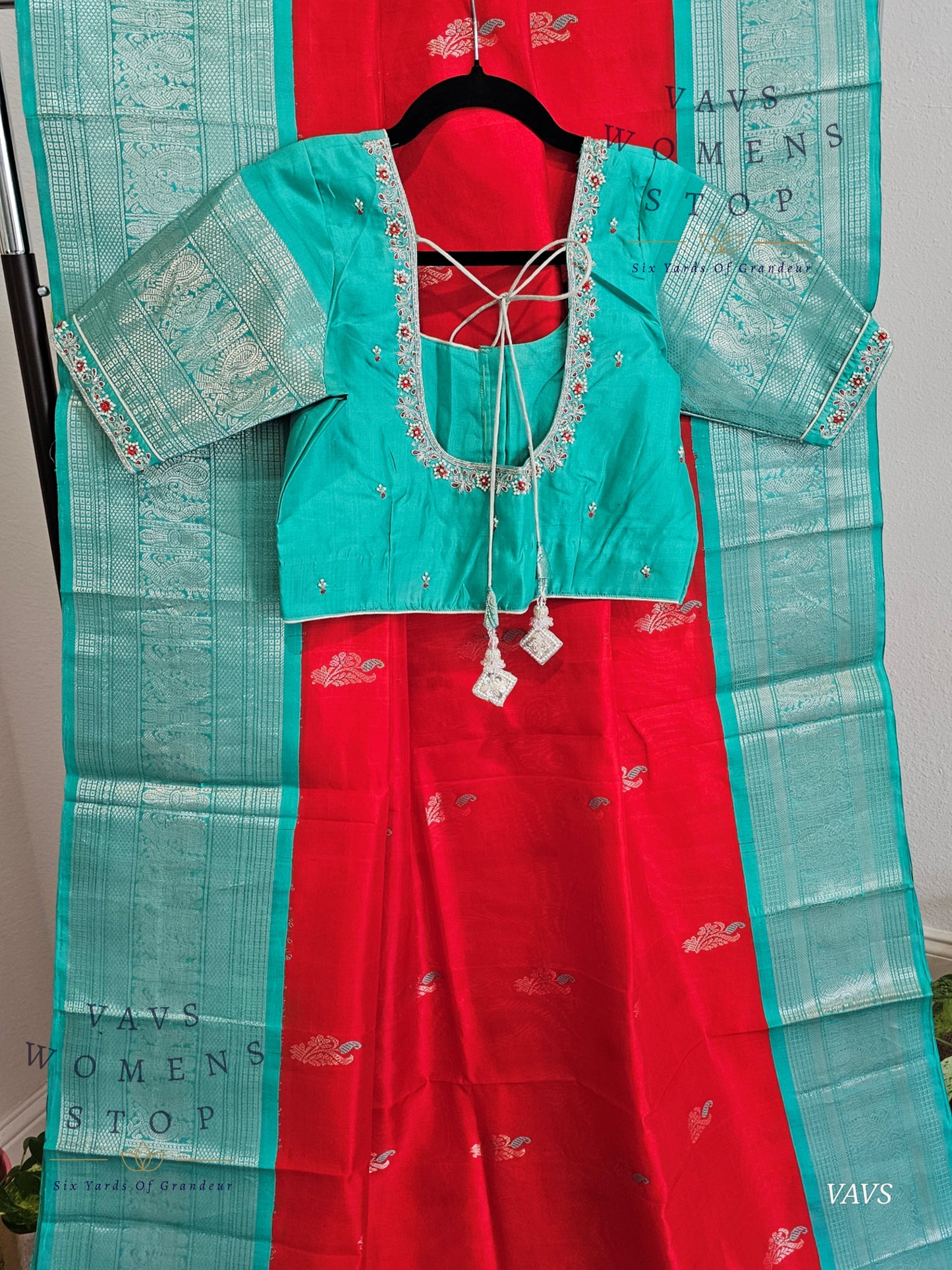 Authentic Pure Silk by Silk Handloom Saree – Maggam Blouse, Wedding & Festive Wear – Ready to Ship from Prosper, Texas USA