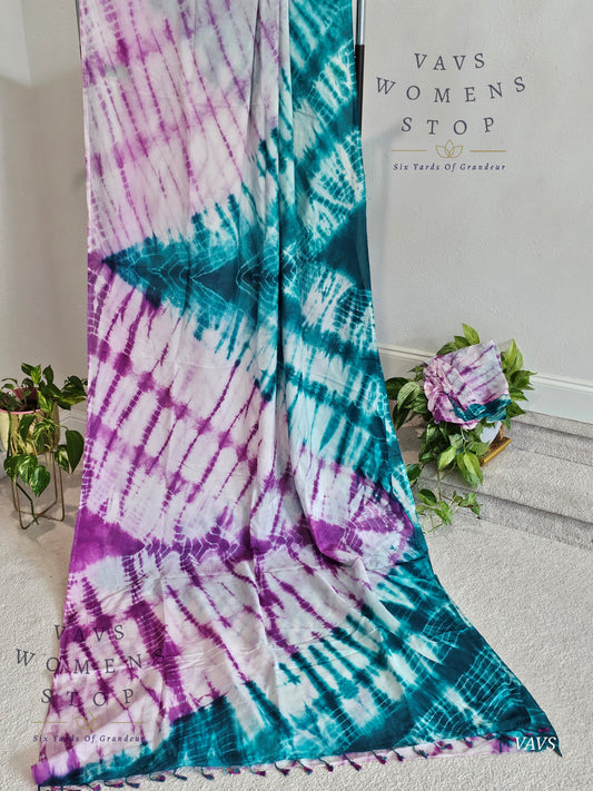 Tie & Dye Shibori Soft Mul Chanderi Silk Cotton Saree with Blouse – Elegant Ethnic & Festive Wear