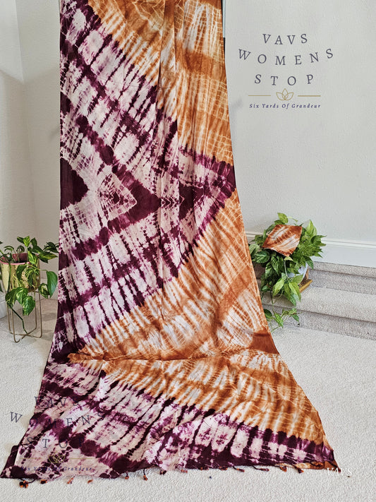 Tie & Dye Shibori Soft Mul Chanderi Silk Cotton Saree with Blouse – Elegant Ethnic & Festive Wear