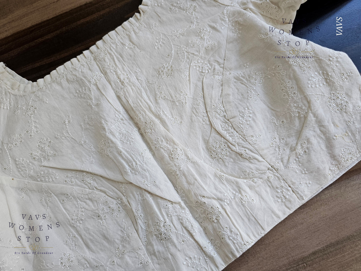 Buy Off-White Mul Cotton Chikankari Blouse – Perfect stitched designer saree blouse for traditional, festive, and wedding wear. Ships USA.”
