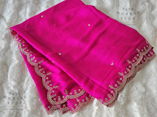 Soft Georgette Cutwork Dupatta – Pink Shade | Perfect for Lehengas & Frocks